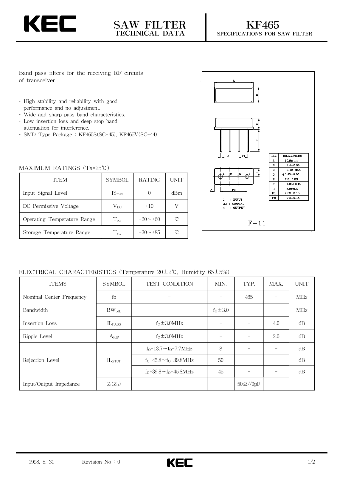 KEC KF465 Datasheet