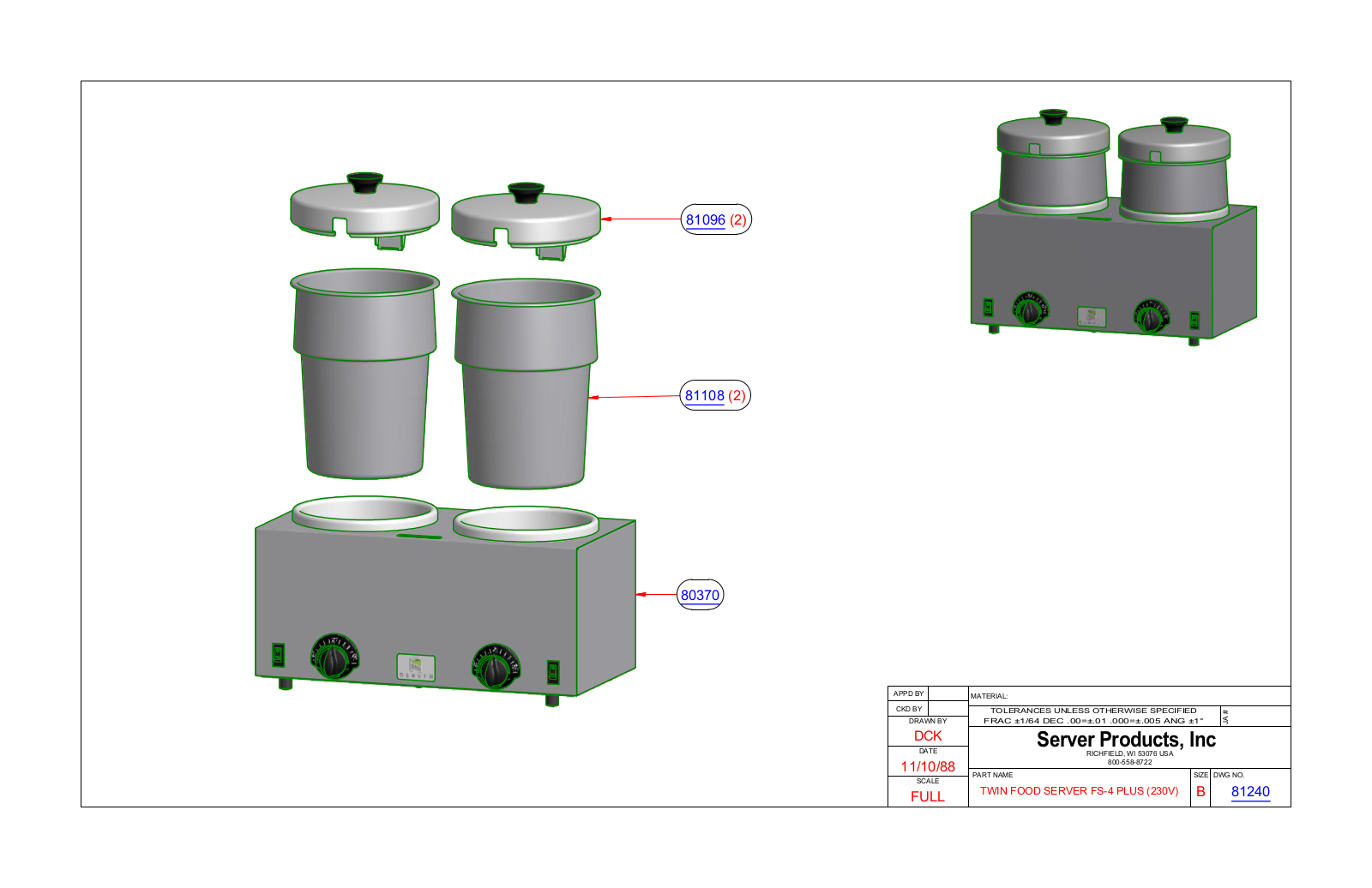 Server 81240 PARTS LIST