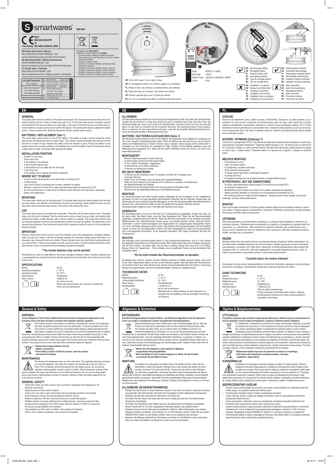 Smartwares RM149H User Manual