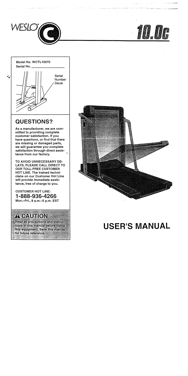 Weslo WCTL10070 Owner's Manual