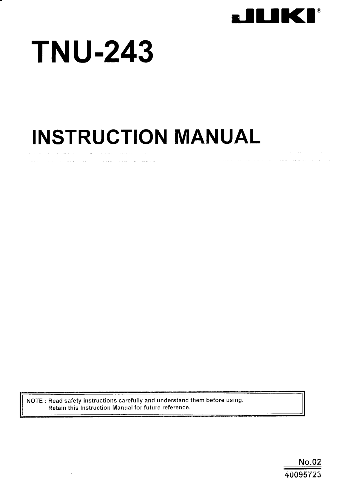 JUKI TNU-243 Instruction Manual