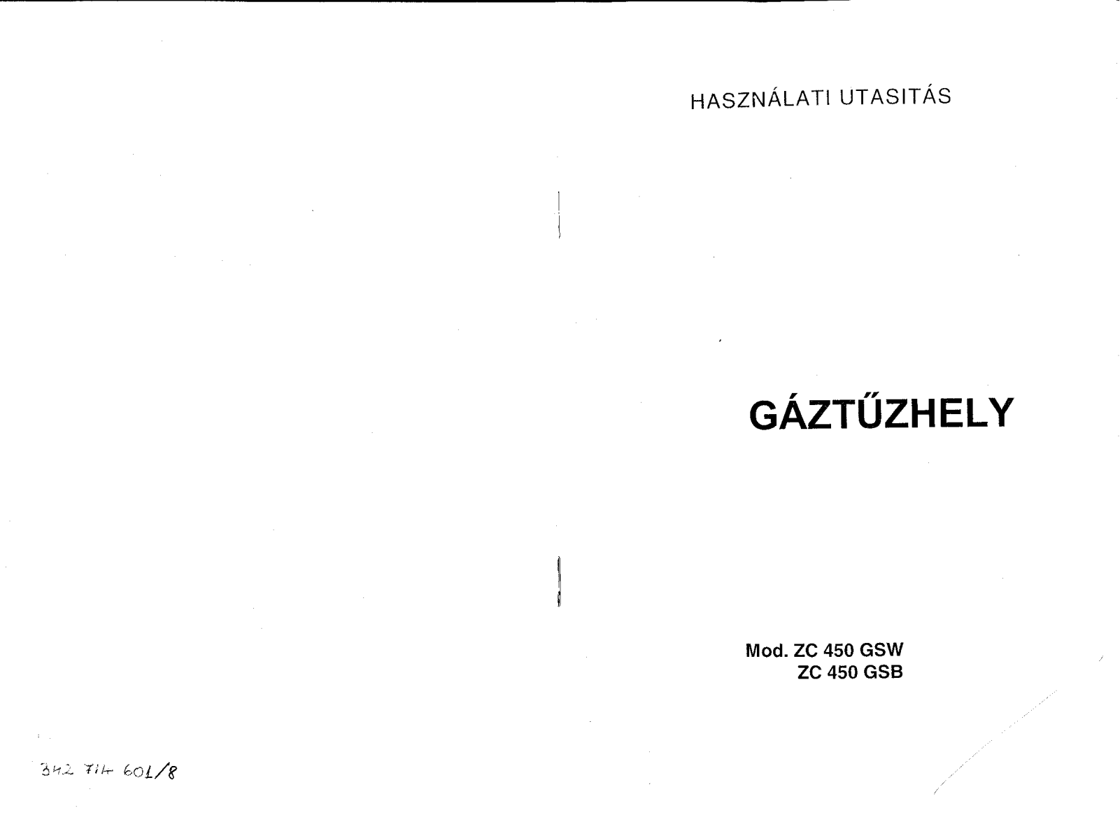 Zanussi ZC450GSW User Manual