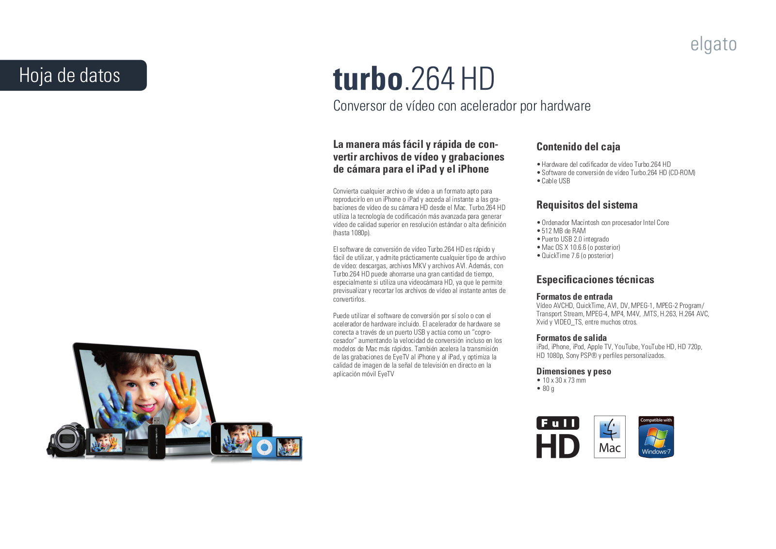 Elgato TURBO.264 HD DATASHEET