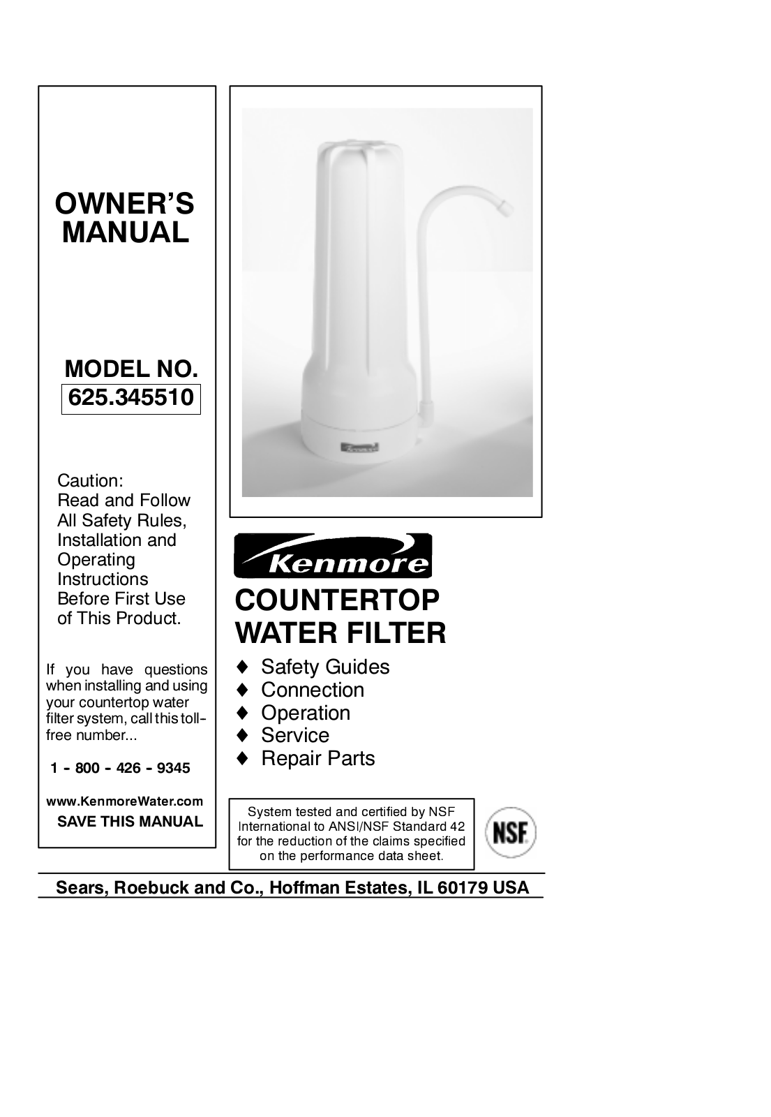 Kenmore 625.345510 User Manual