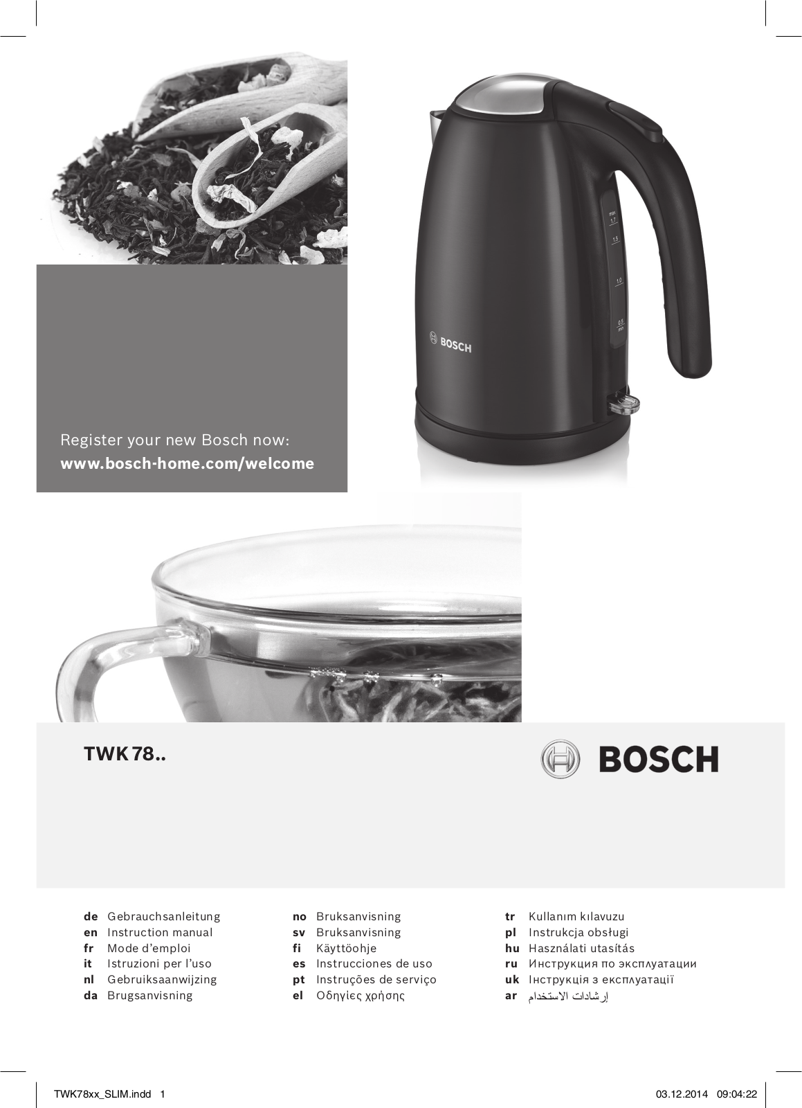 Bosch TWK7805 User Manual