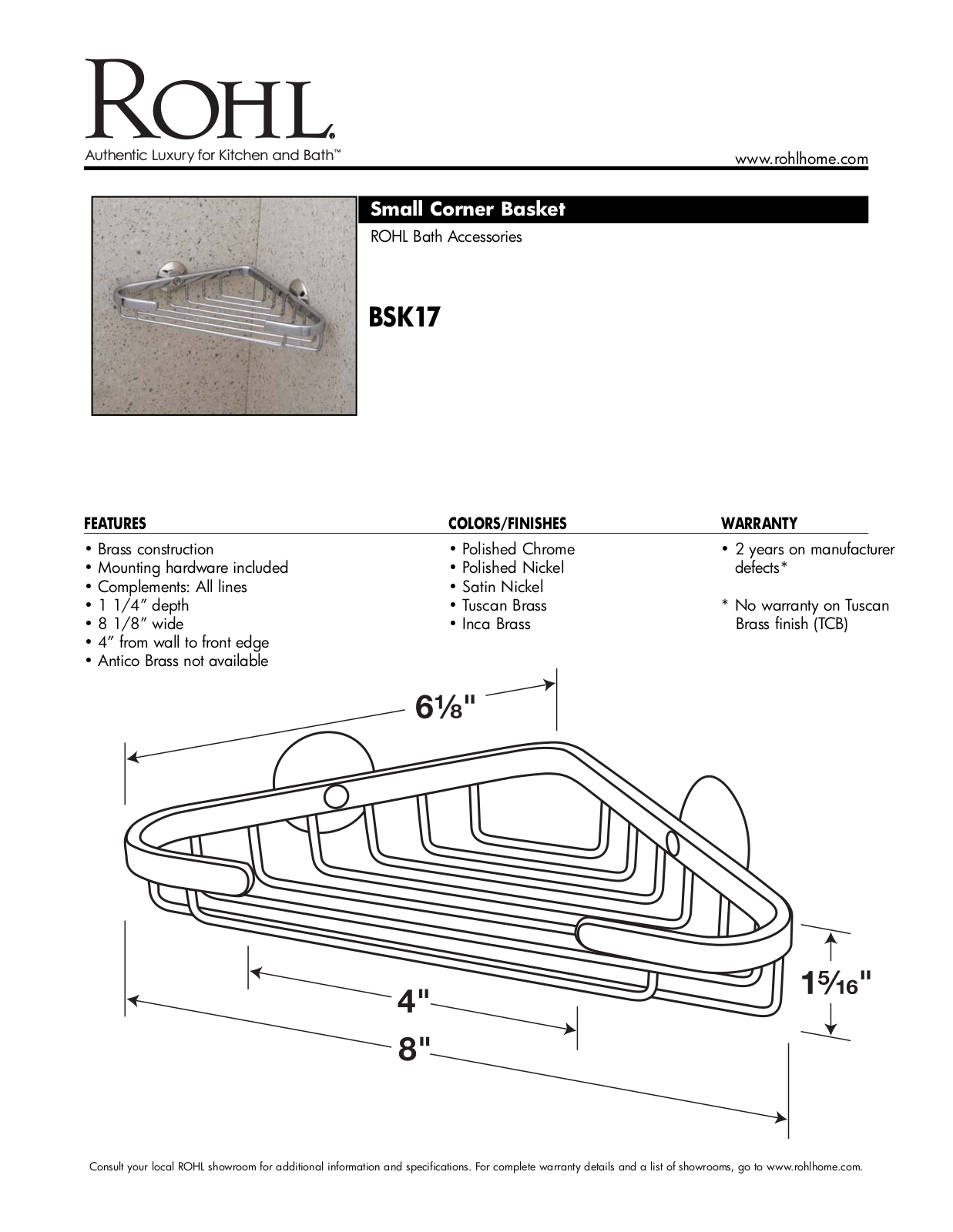 Rohl BSK17TCB User Manual