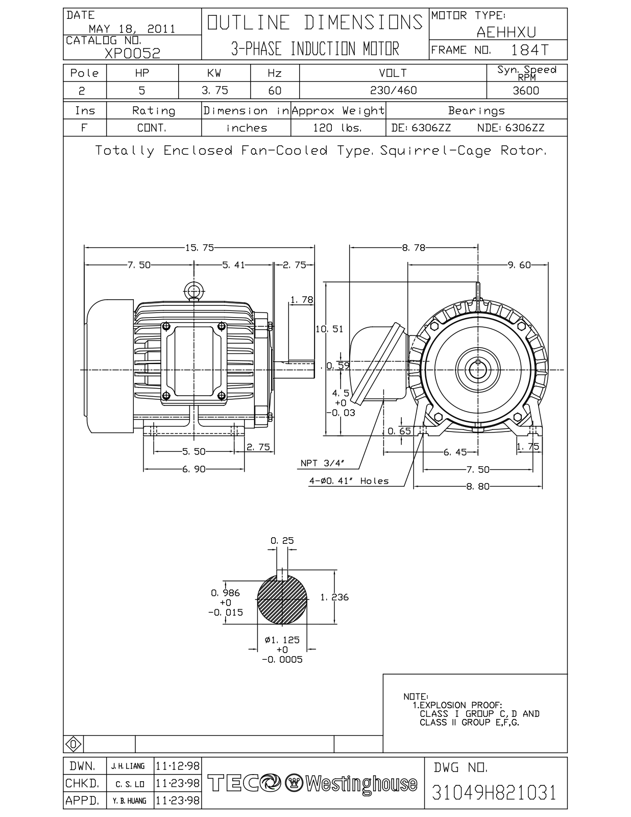 Datasheet XP0052 Reference Drawing (Teco) - ManualMachine.com