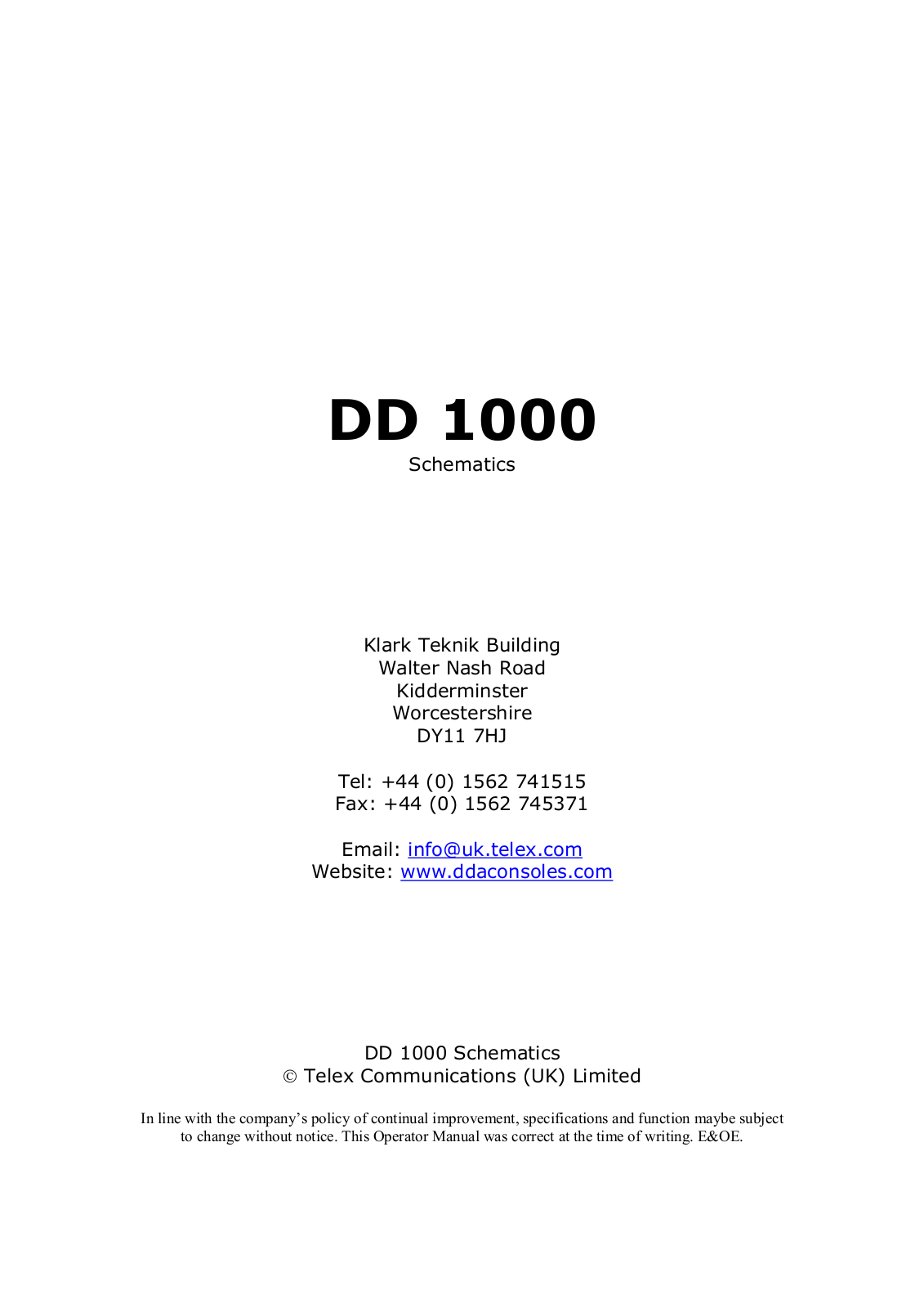 DDA dd1000 Schematic