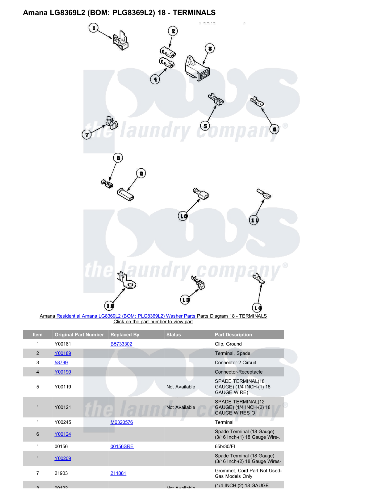 Amana LG8369L2 Parts Diagram