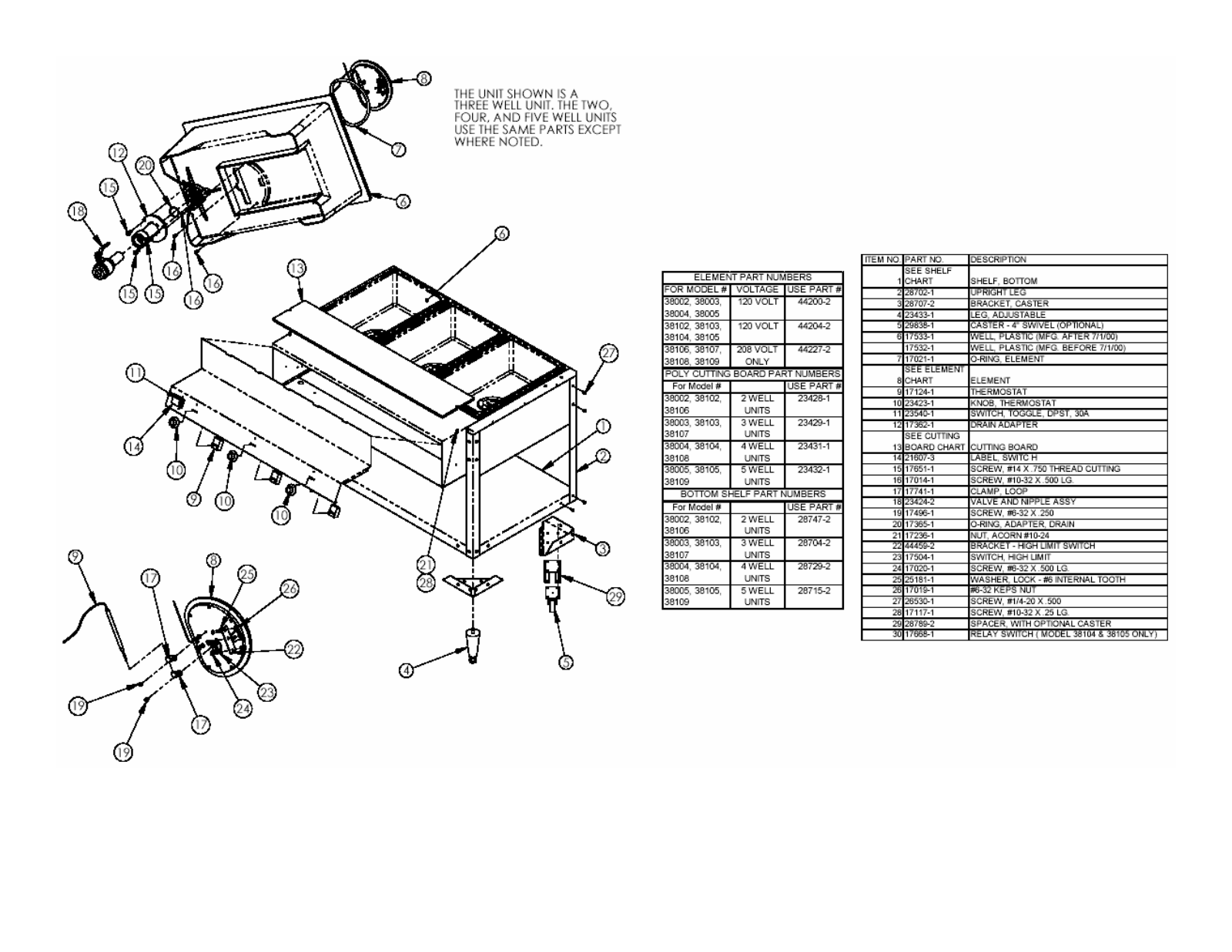 Vollrath 38004 Parts List