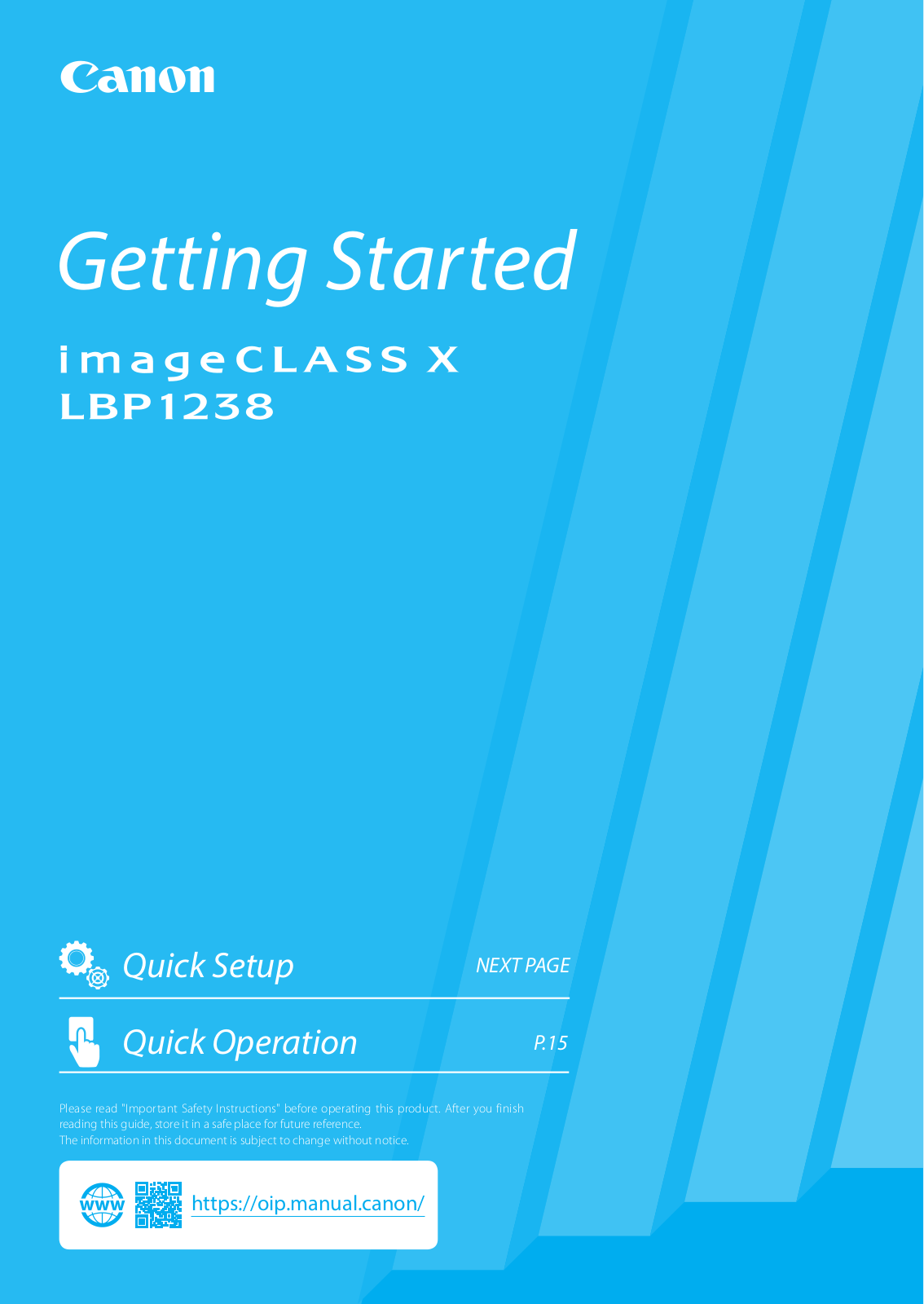 Canon imageCLASS X LBP1238 Getting Started Guide