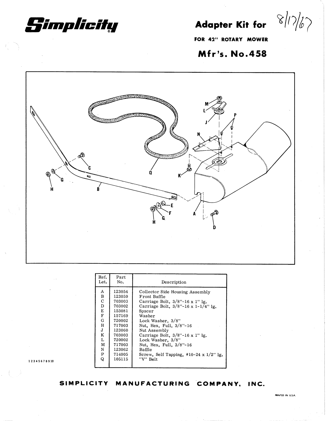 Simplicity 458 User Manual