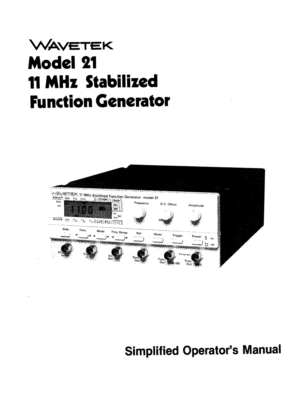 Wavetek 21 User Manual