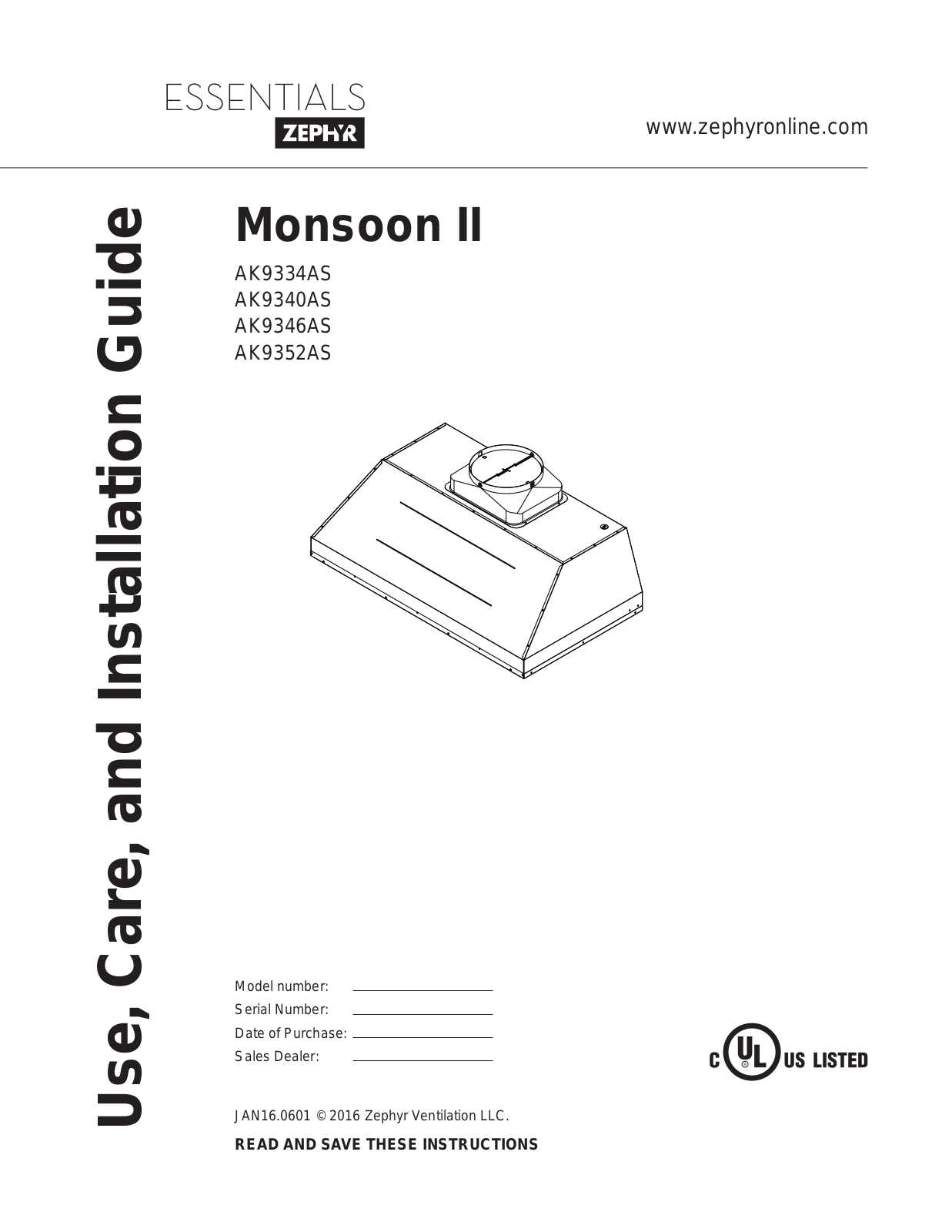 Zephyr AK9352AS User Manual