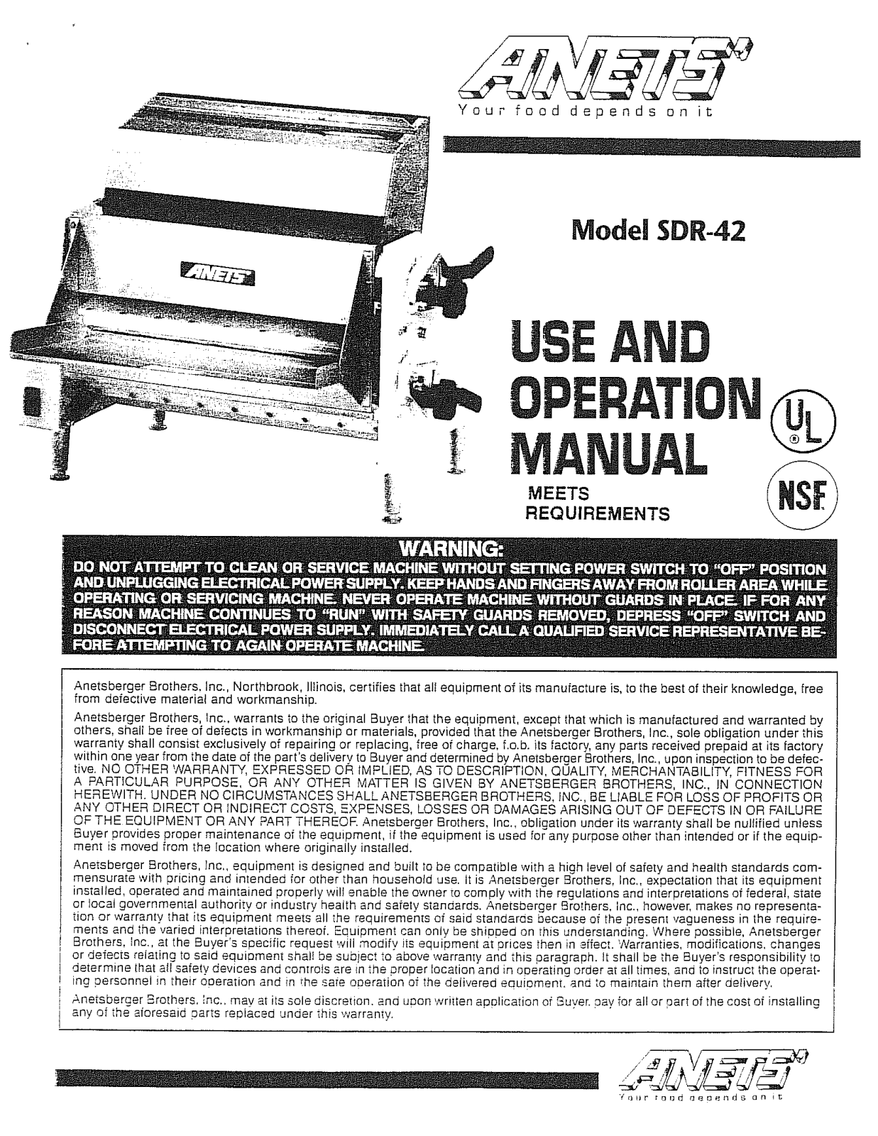 Middleby SDR-42 Installation Manual