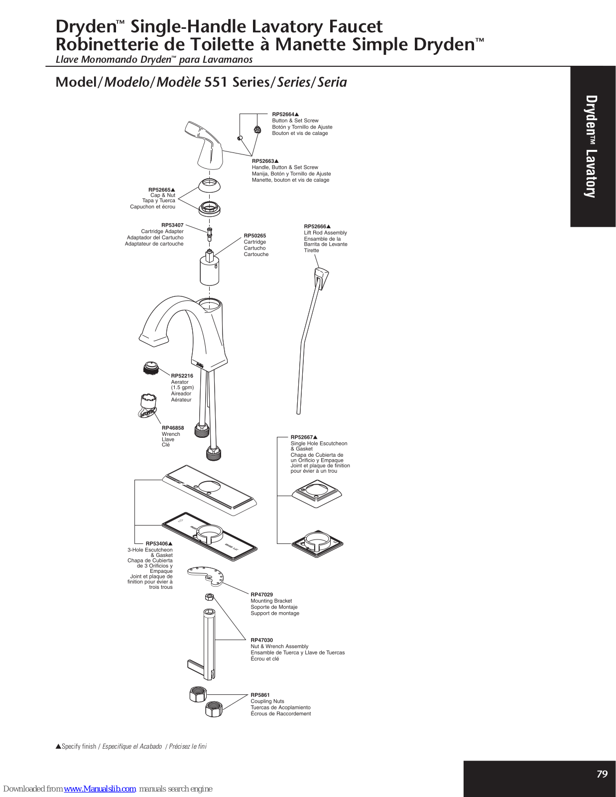 Delta Dryden 551 Series Parts Manual