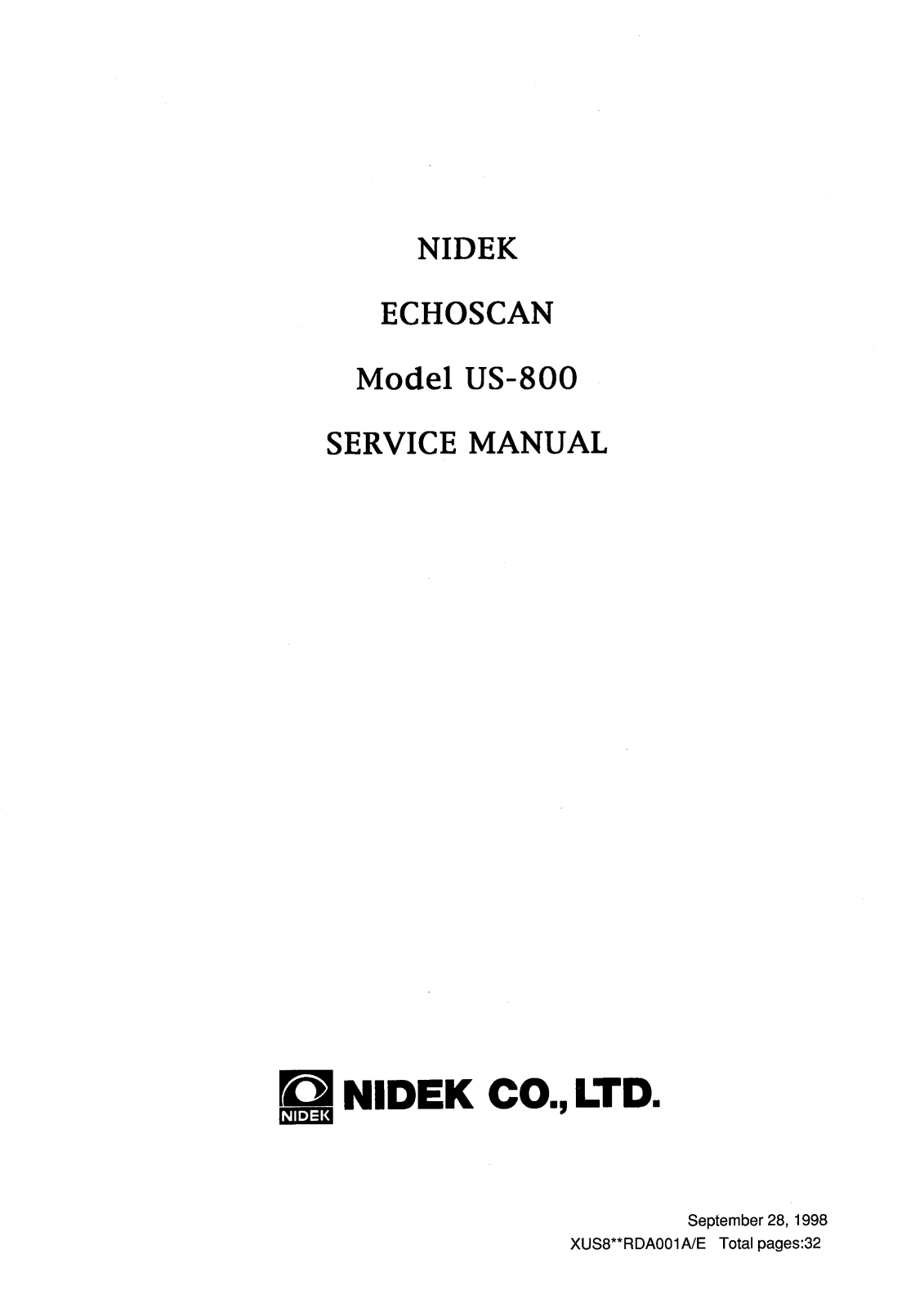 Nidek US-800 Service manual