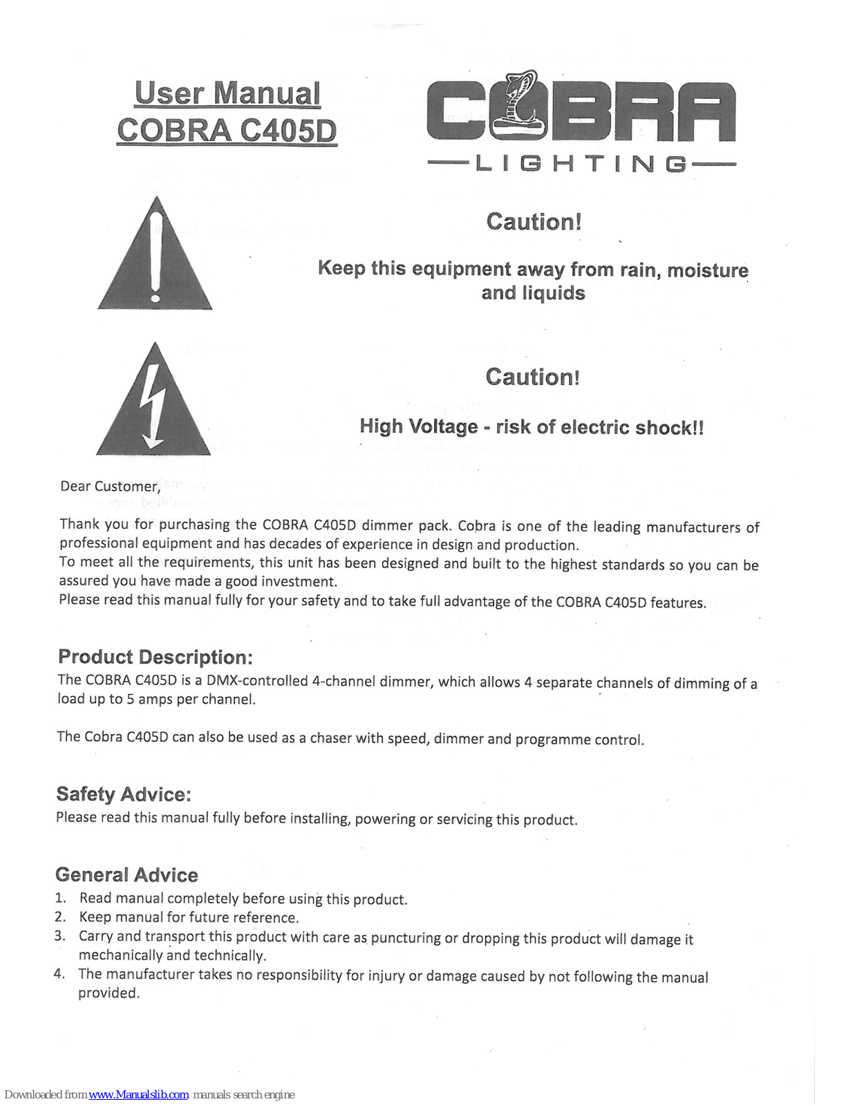 Cobra C405D User Manual