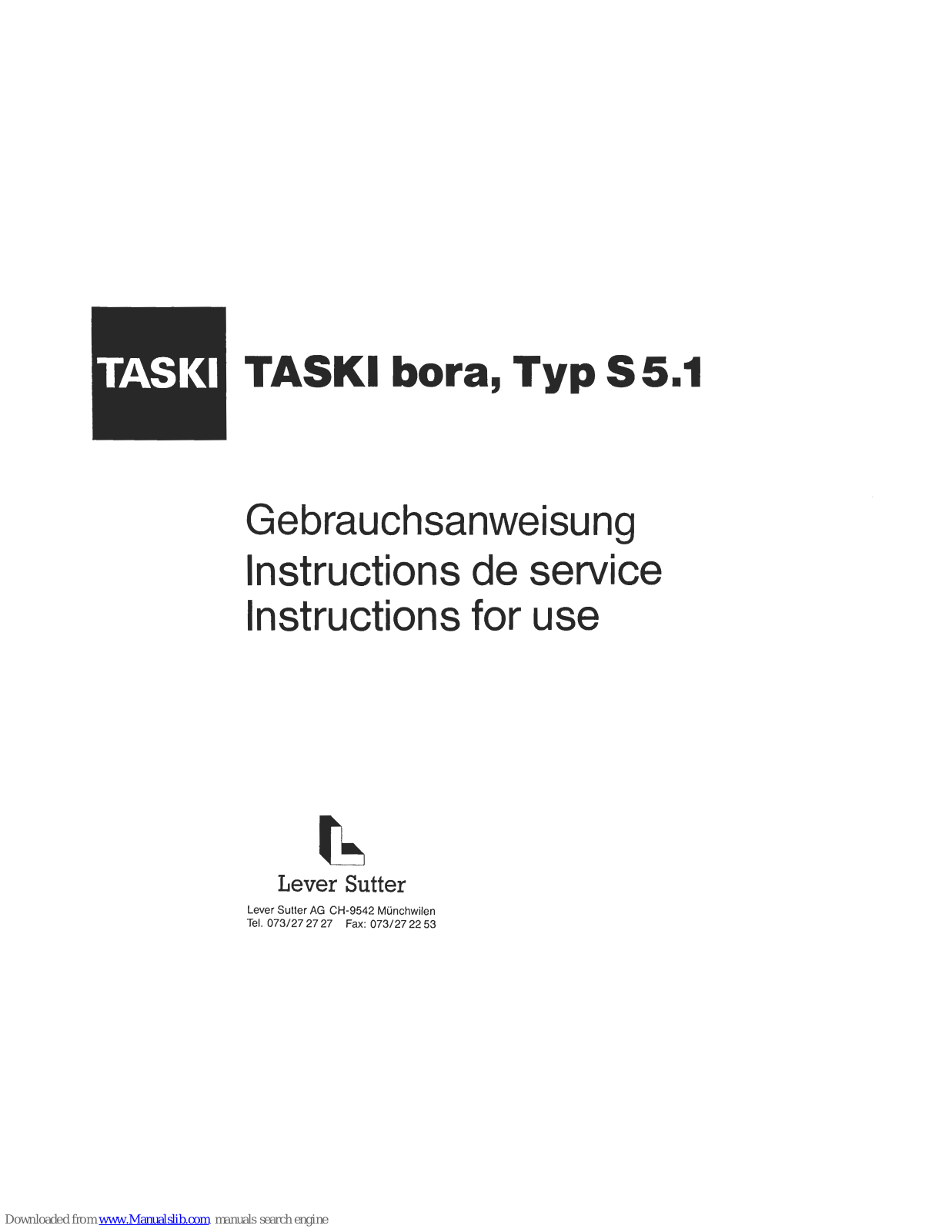 Taski Bora S5.1 Instructions For Use Manual