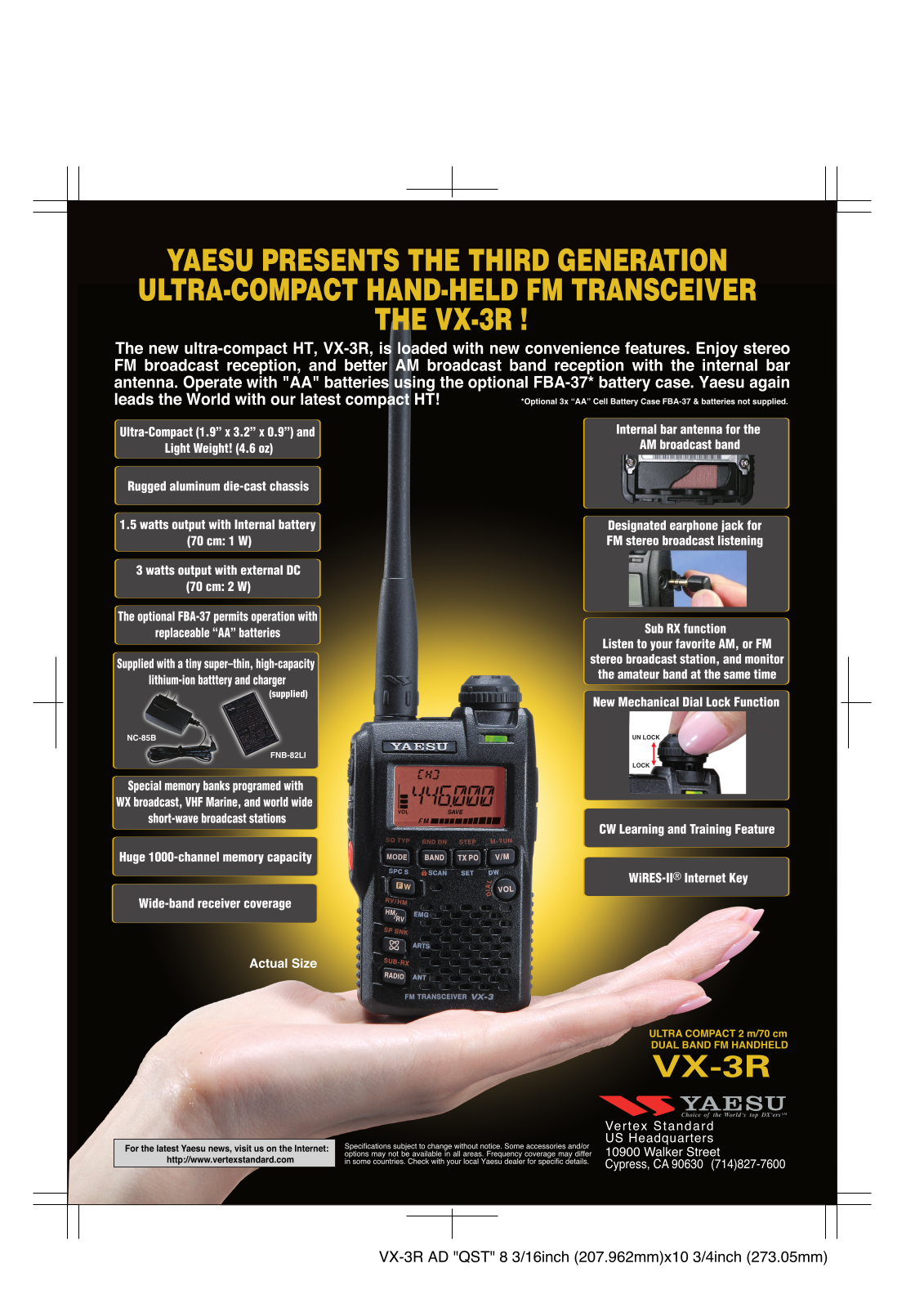 Yaesu VX-3R BROCHURE