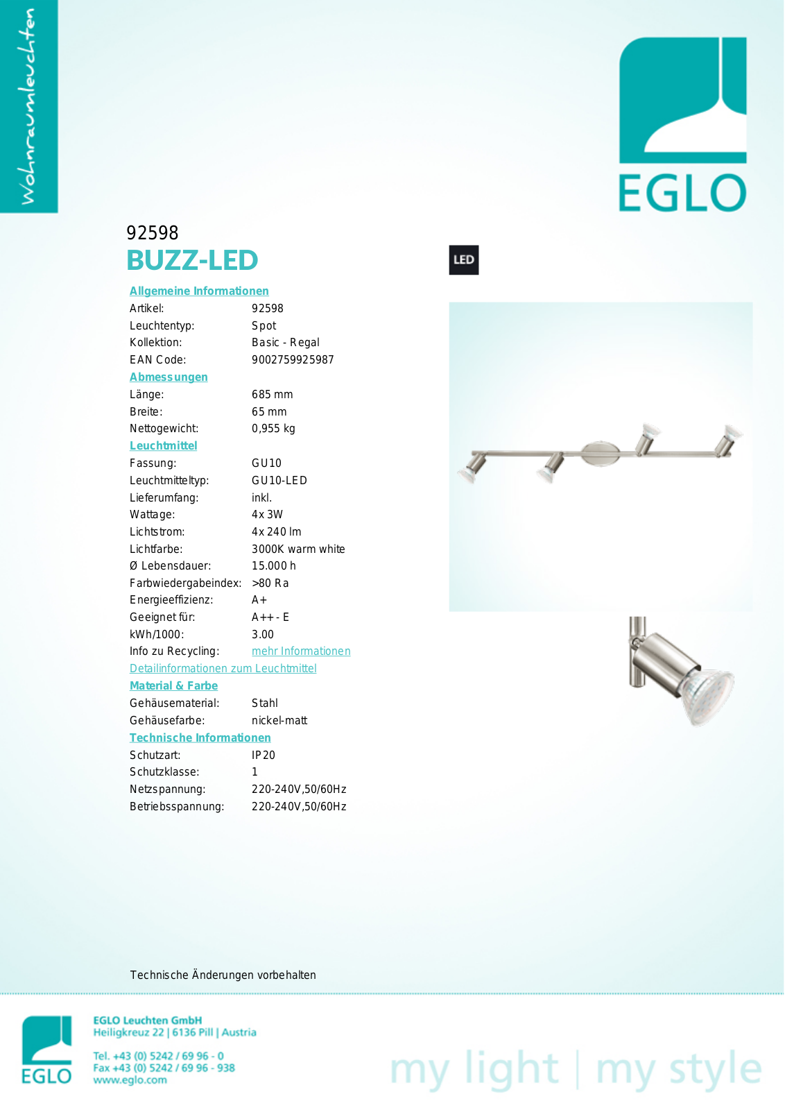 Eglo 92598 Service Manual