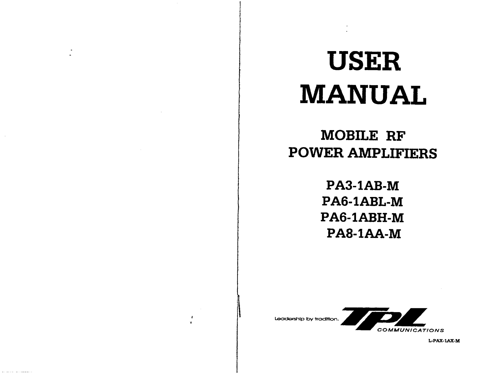 TPL Communications 6 1AB H User Manual