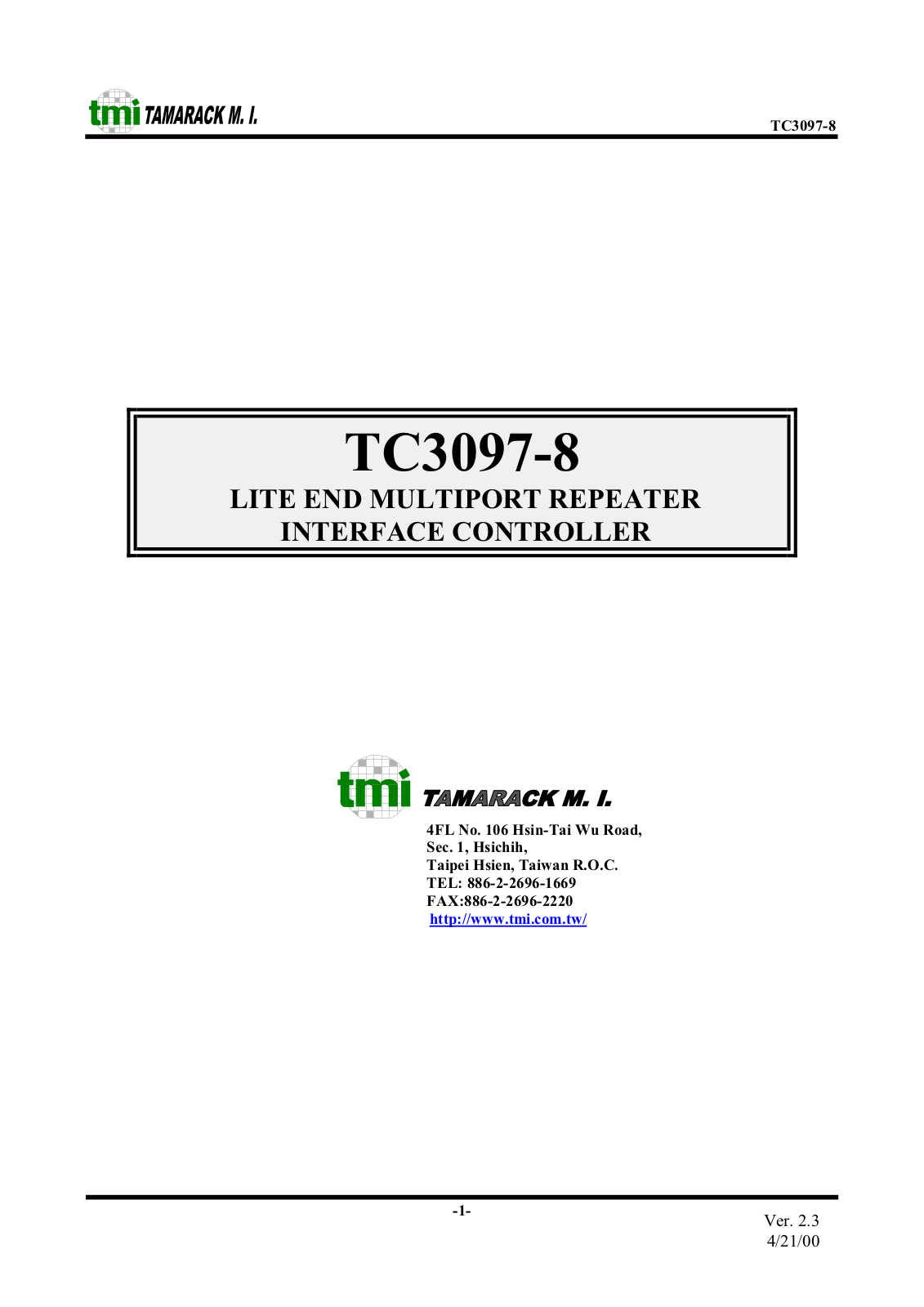 TMI TAMARACK TC3097-8 Datasheet