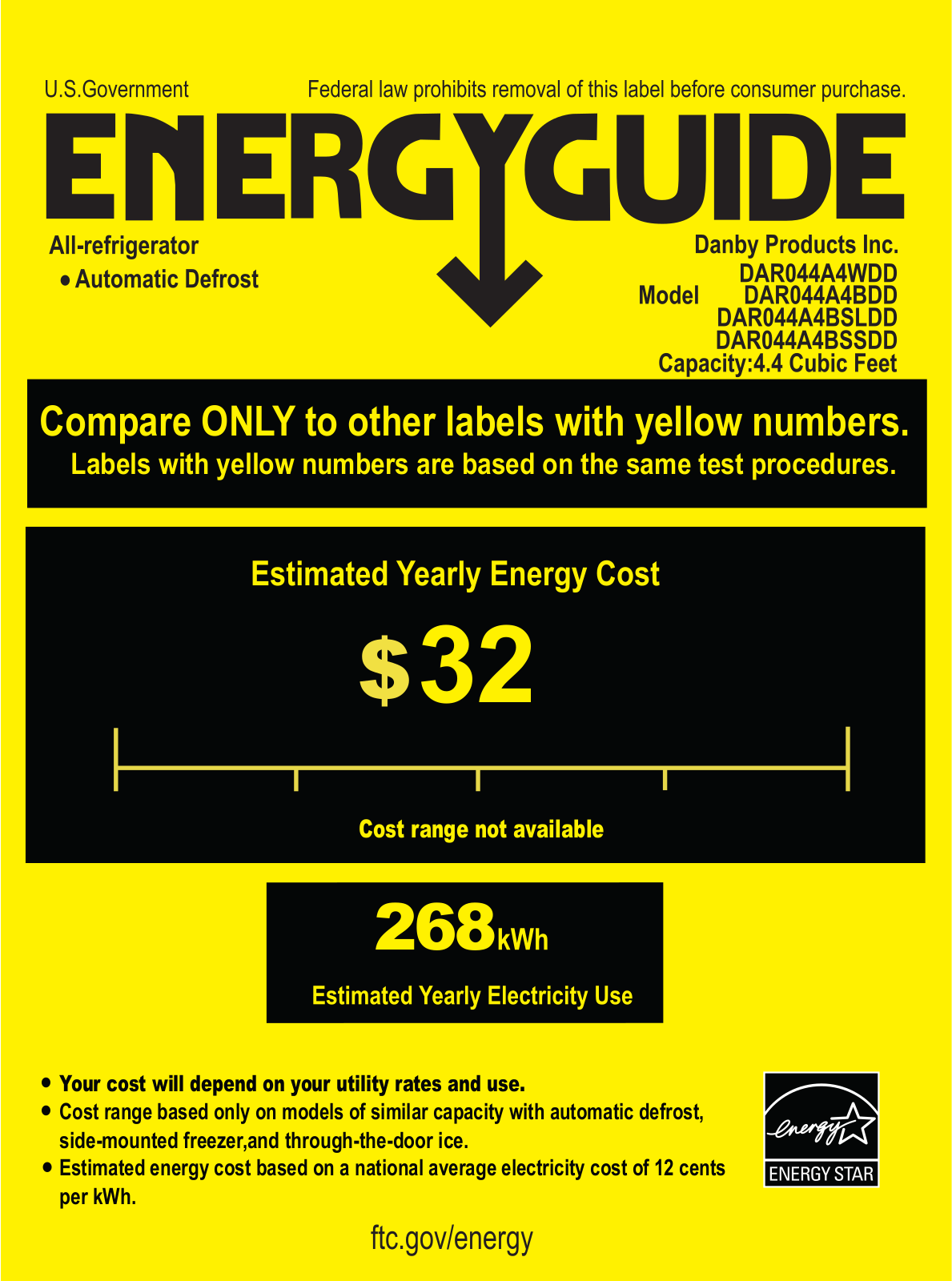 Danby DAR044A4WDD Energy manual