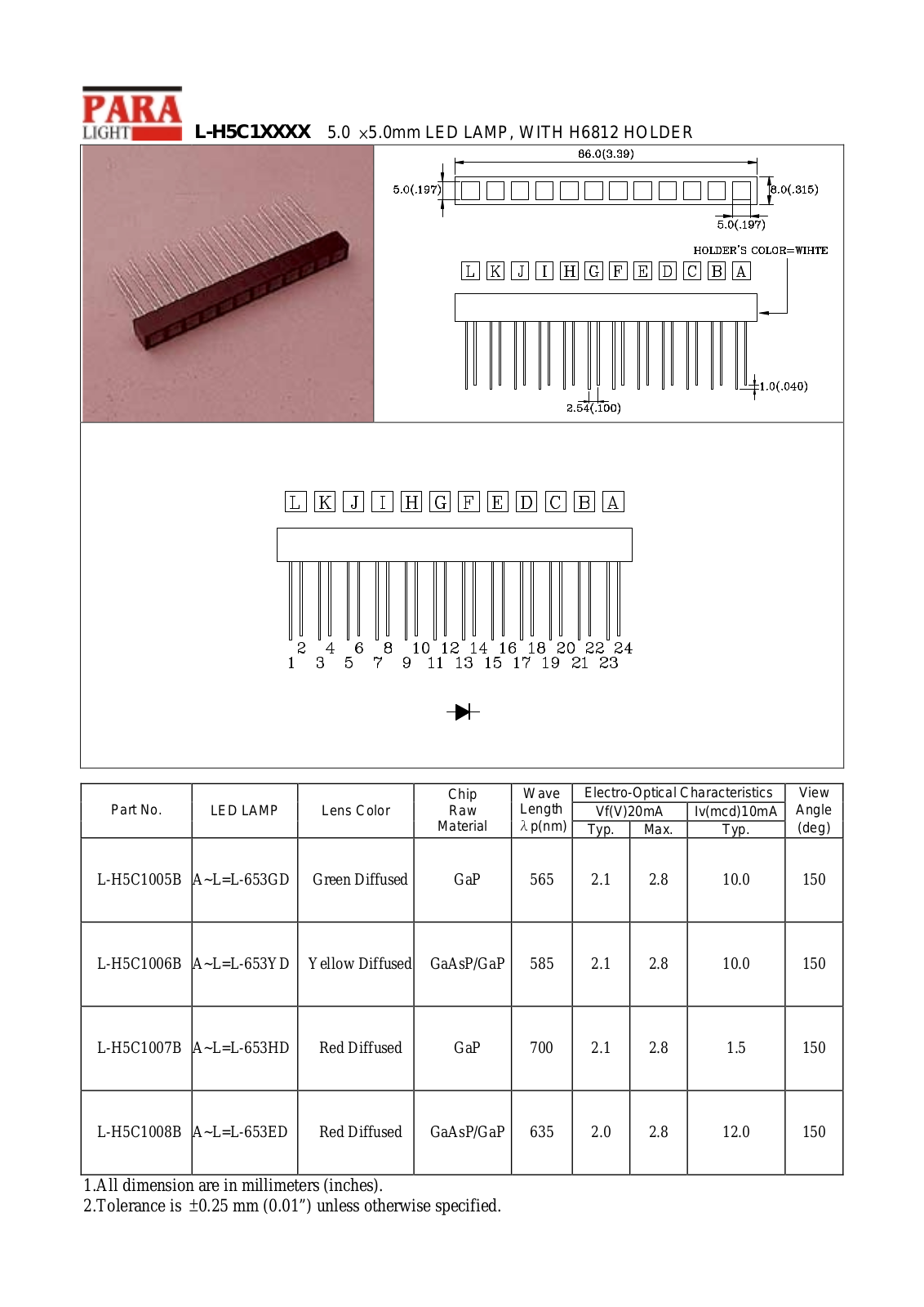 PARA L-H5C1005B, L-H5C1007B, L-H5C1006B, L-H5C1008B Datasheet