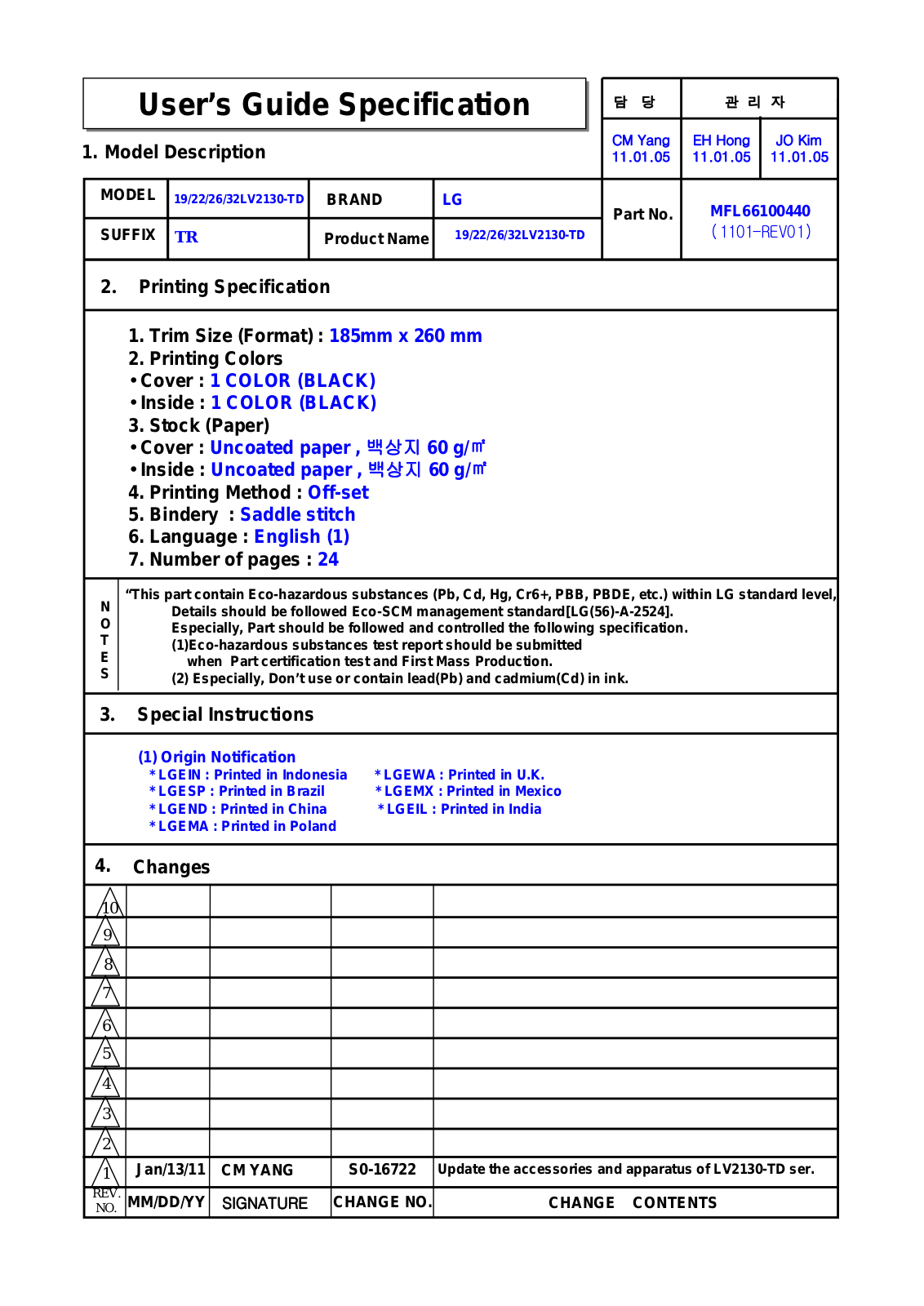 LG 22LV2130 Owner’s Manual