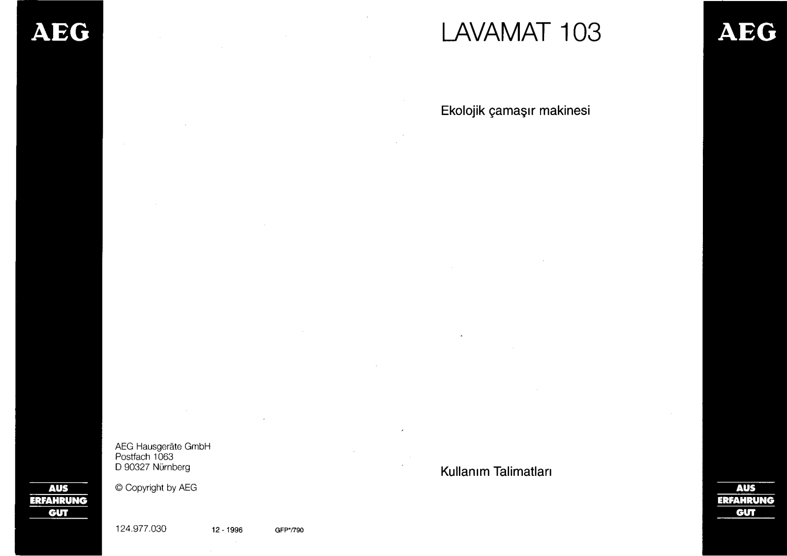 AEG LAVAMAT103 User Manual