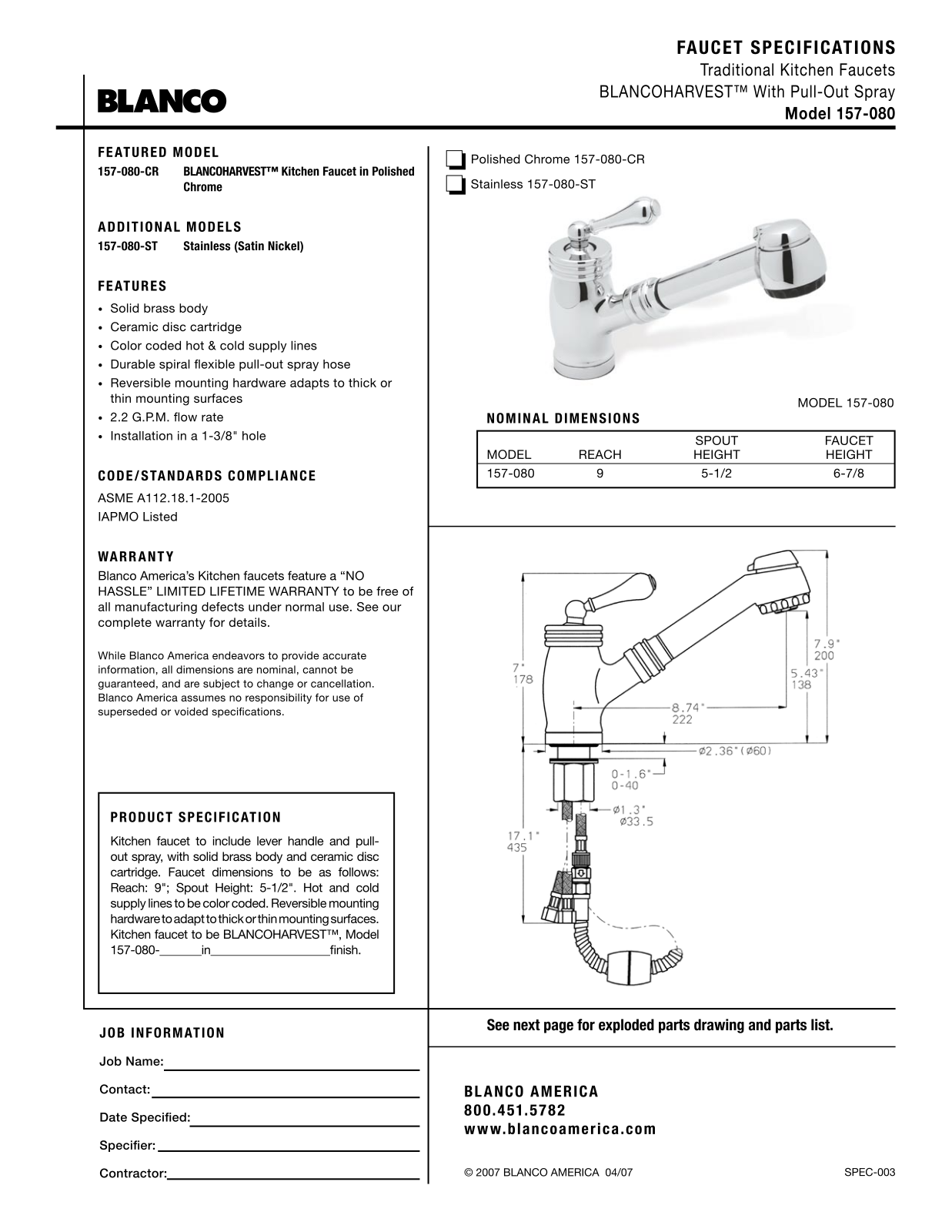 Blanco 157-080 User Manual