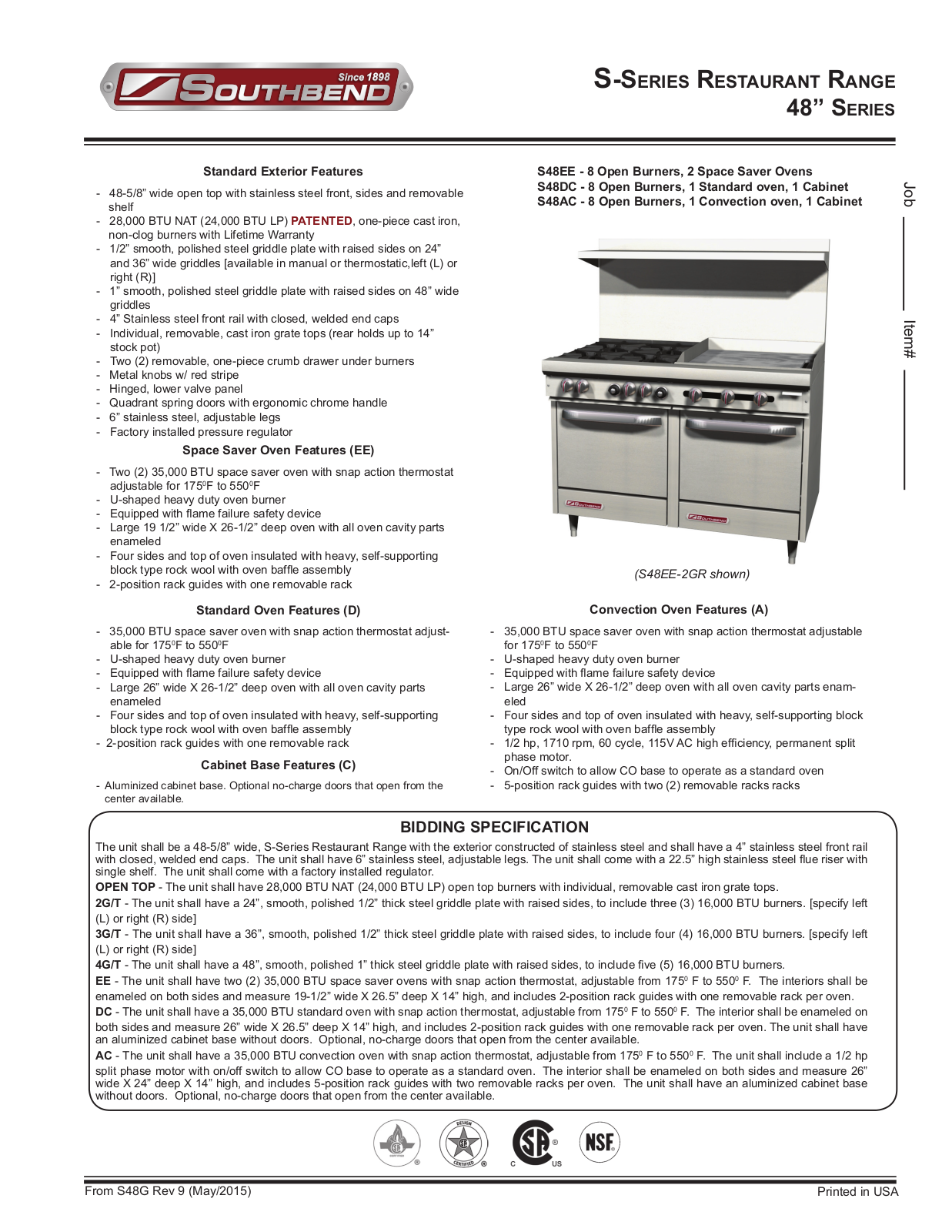 Southbend S48AC-2G-T User Manual