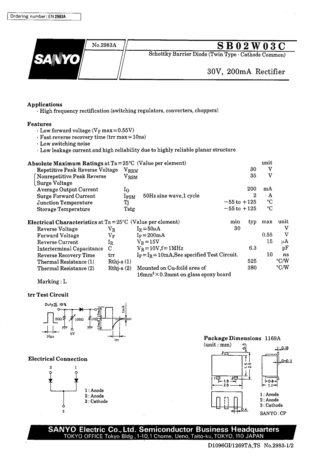 SANYO SB02W03C Datasheet