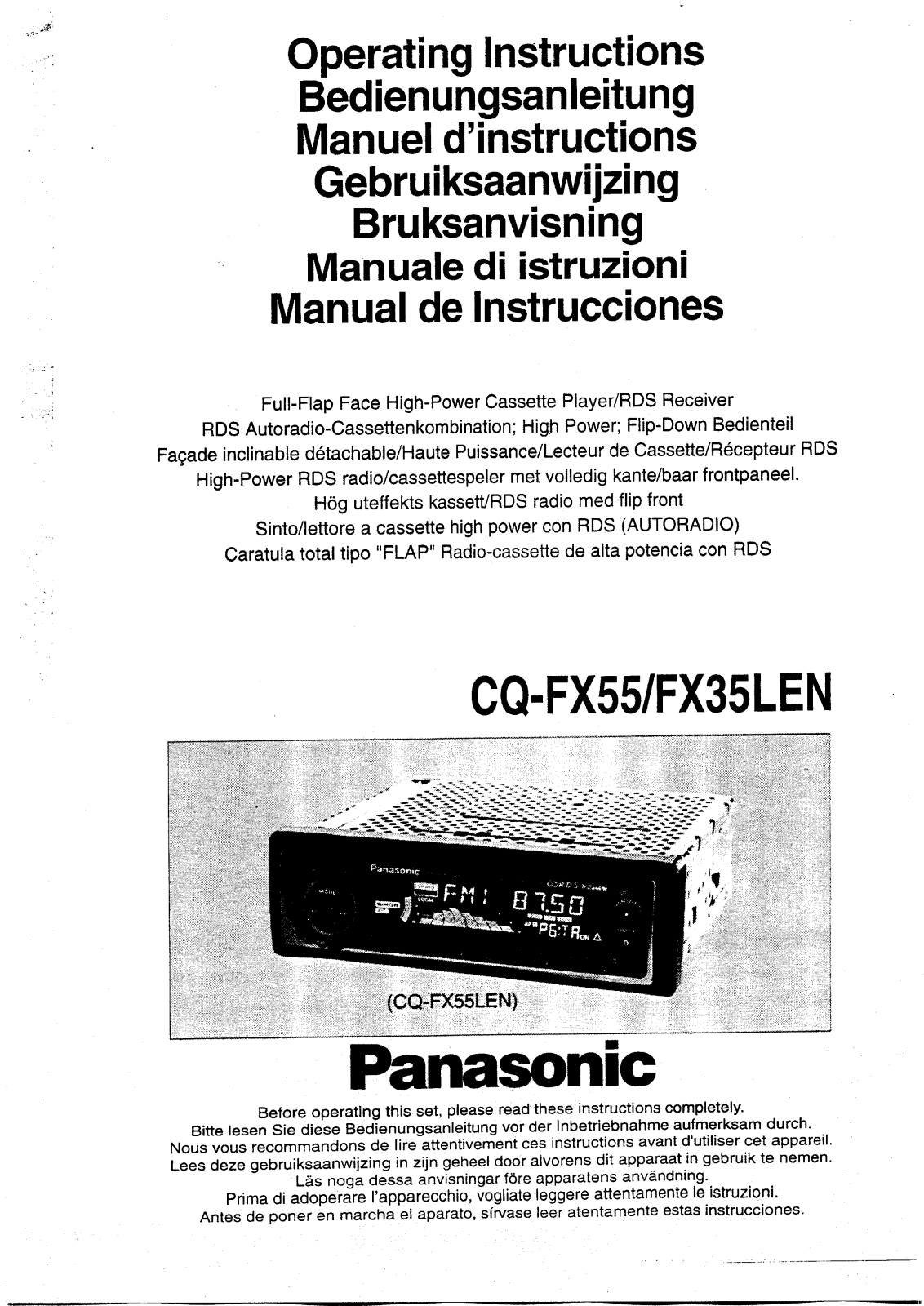 PANASONIC CQ-FX55, CQFX35, CQFX35LEN, CQFX55LEN User Manual