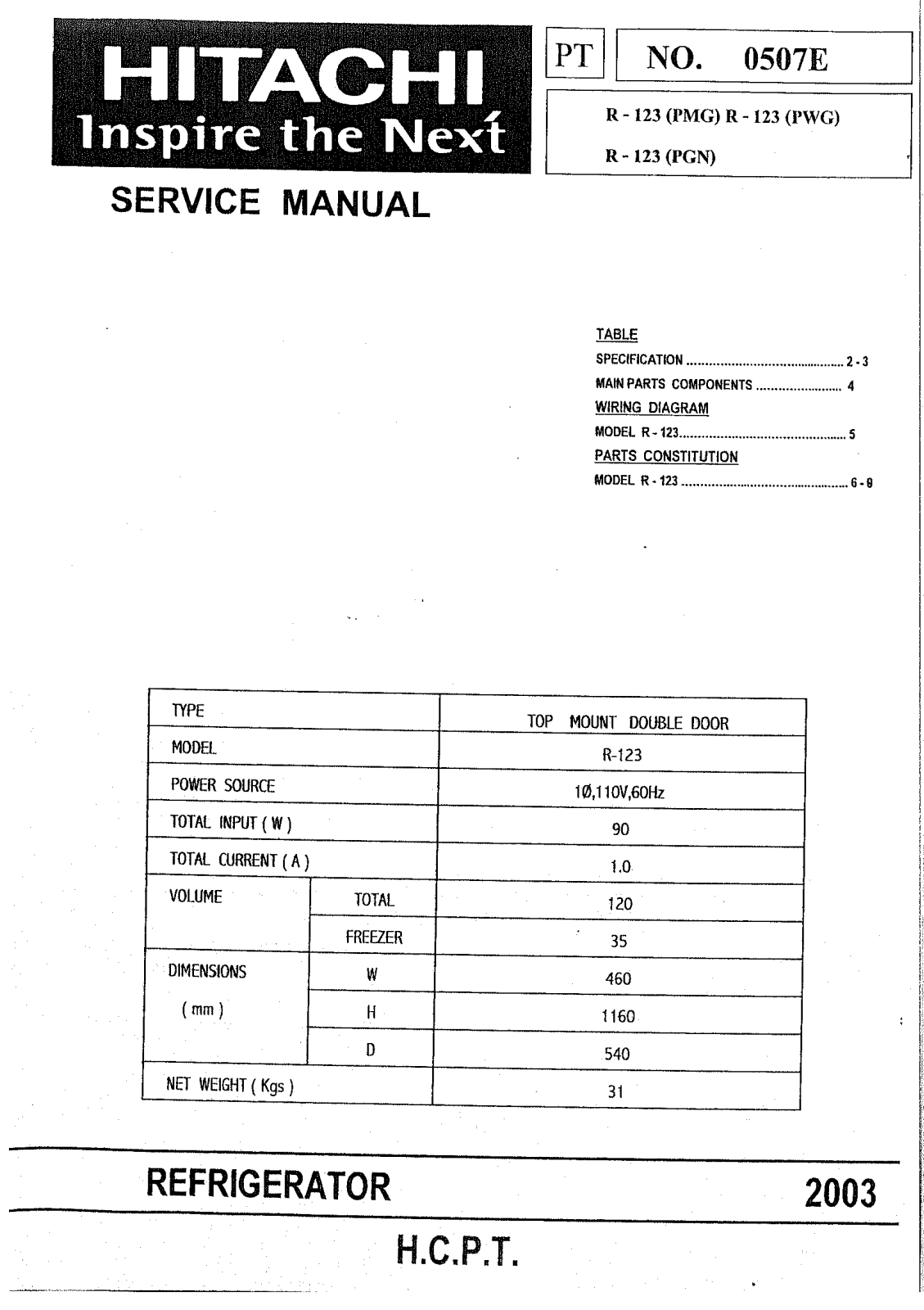 Hitachi R-123 Service Manual