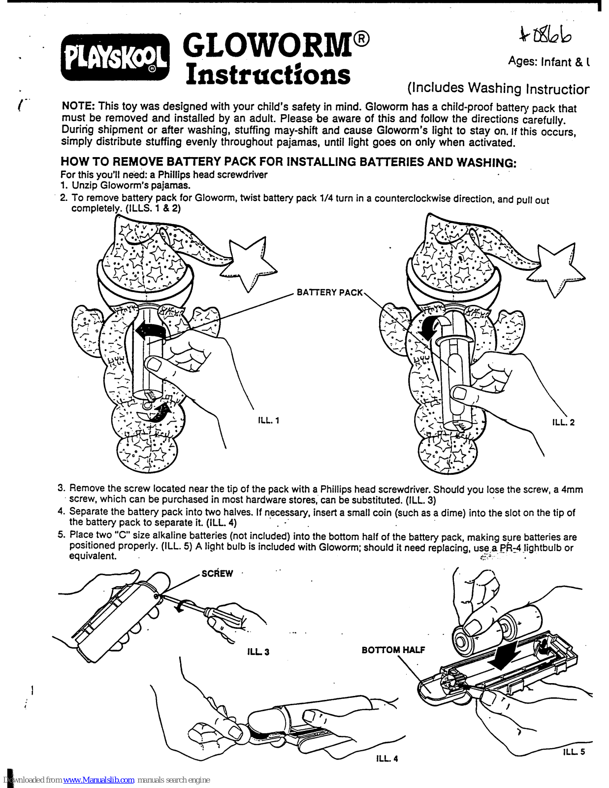 Playskool Gloworm, Gloworm 0866 Instructions Manual