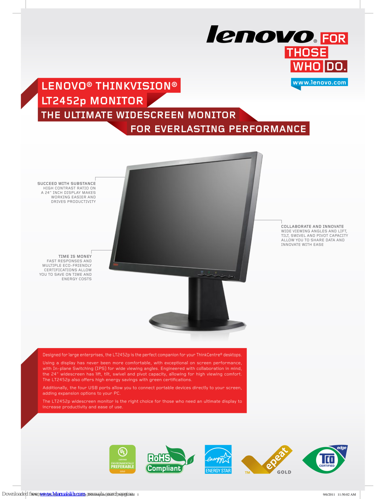Lenovo ThinkVision LT2452p Specifications - ManualMachine.com