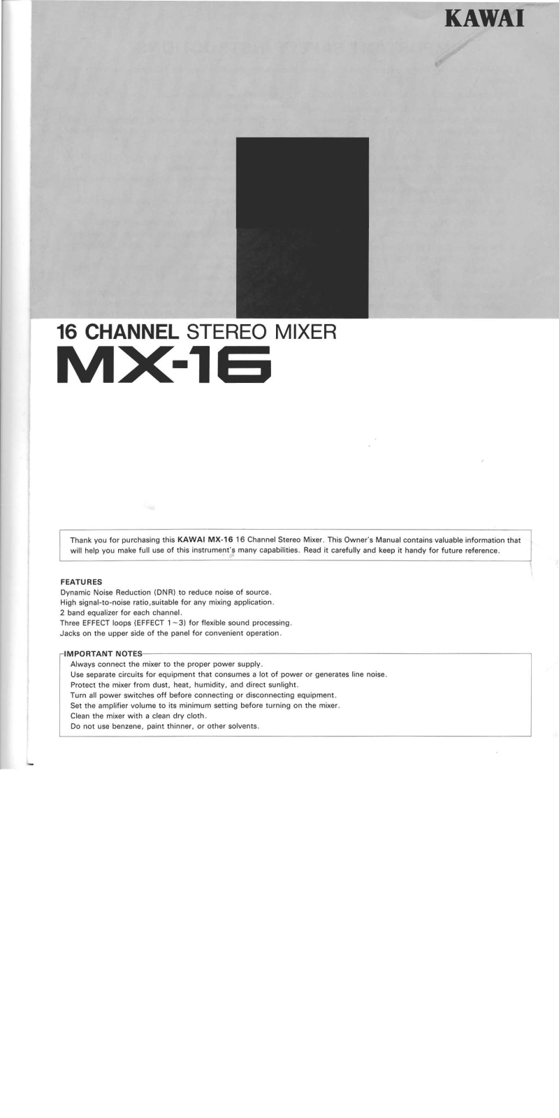 KAWAI MX-16 Owners Manual