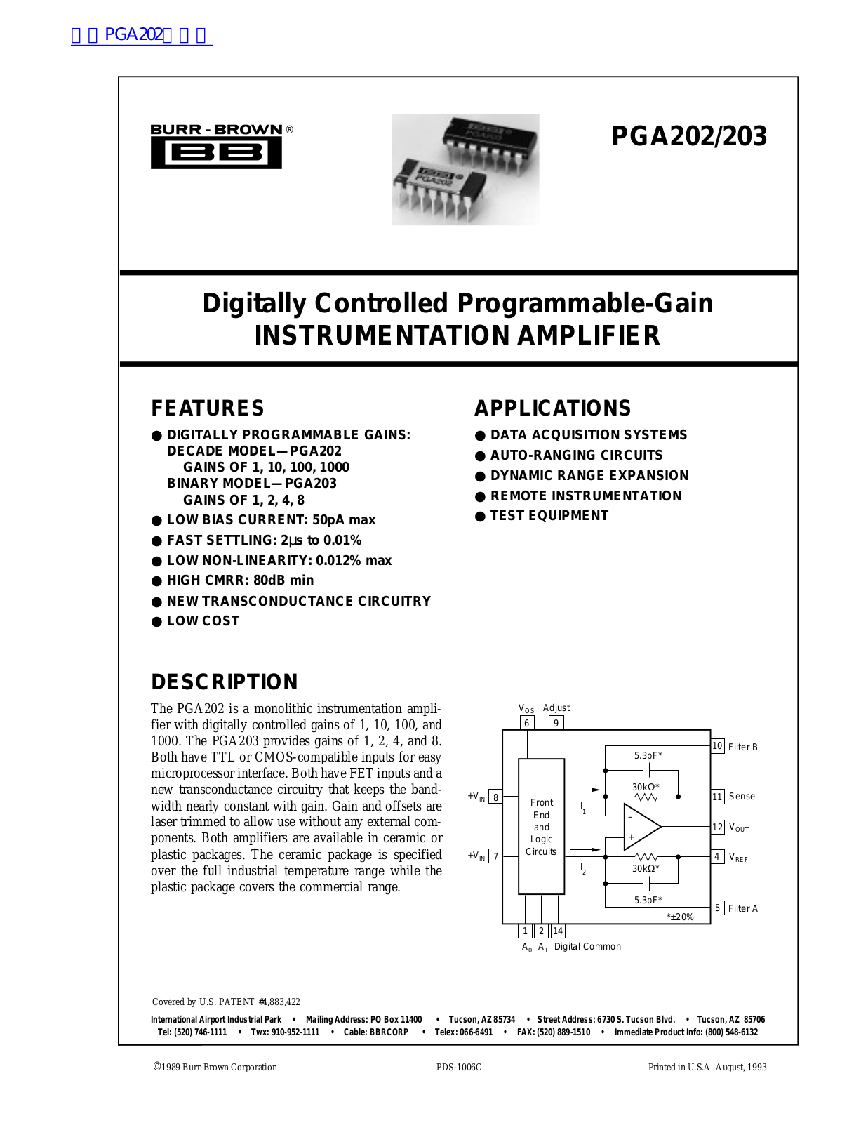 BURR-BROWN PGA202, PGA203 User Manual