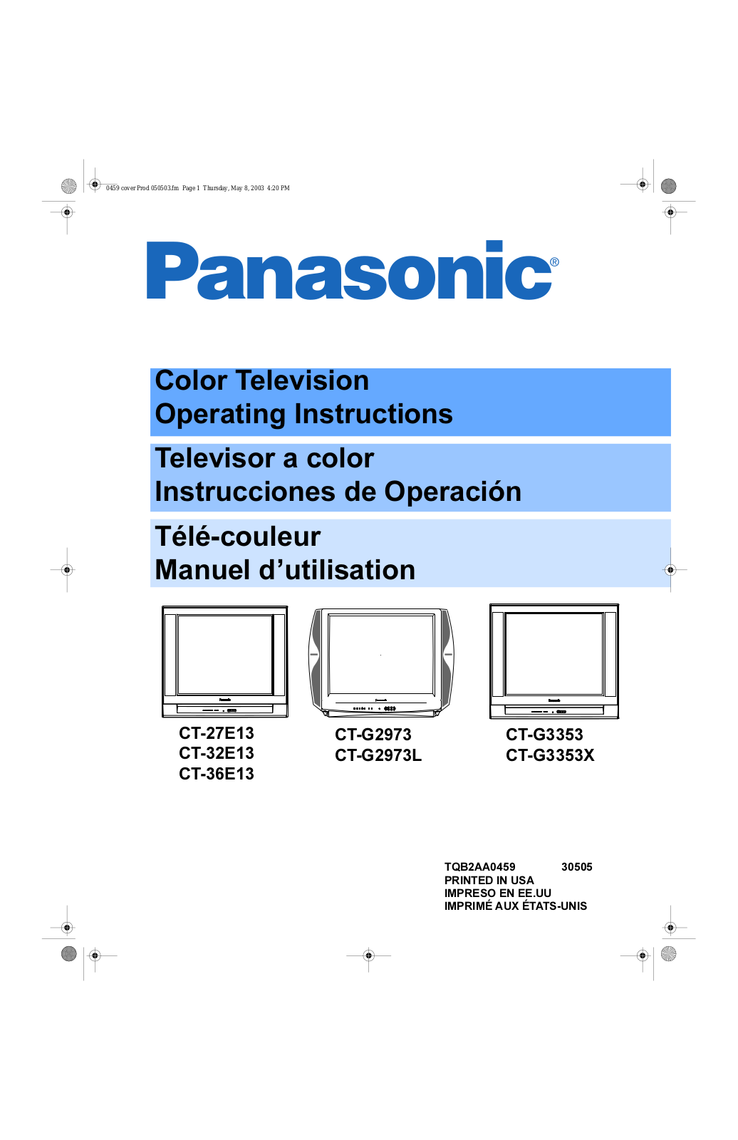 Panasonic CT-G2973L, CT 27E13, CT-G3353X, CT 36E13, CT-G2973 User Manual