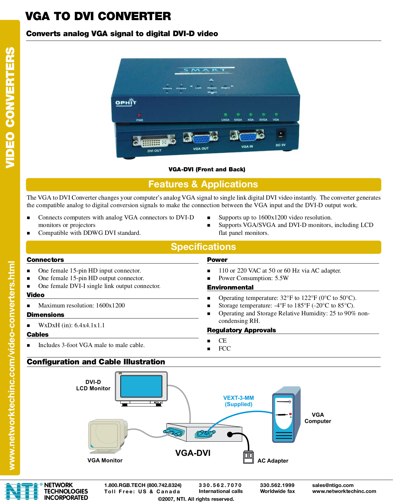 Network Technologies VGA-DVI User Manual