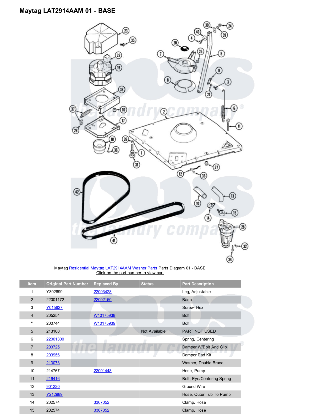 Maytag LAT2914AAM Parts Diagram