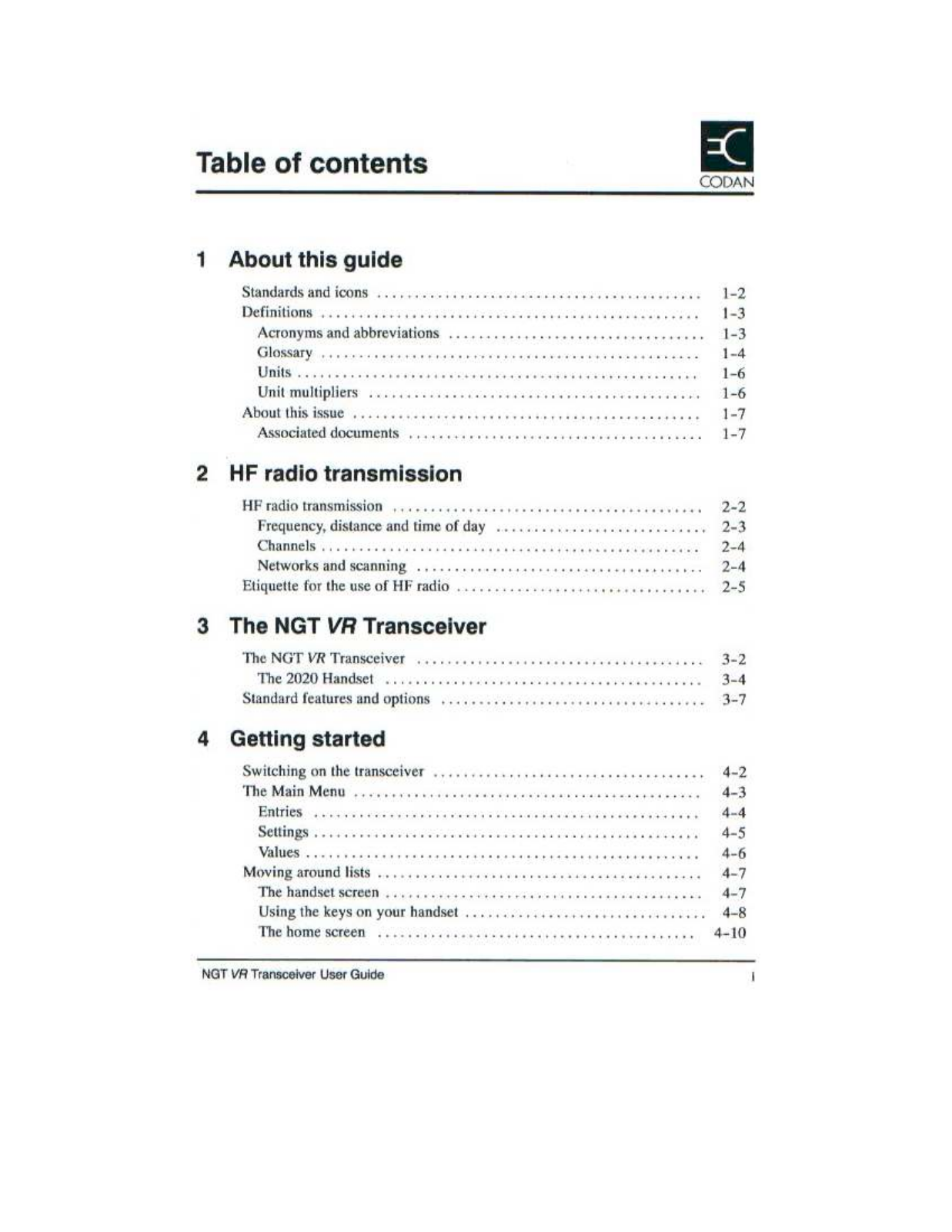 Codan NGT-1 VR Manual