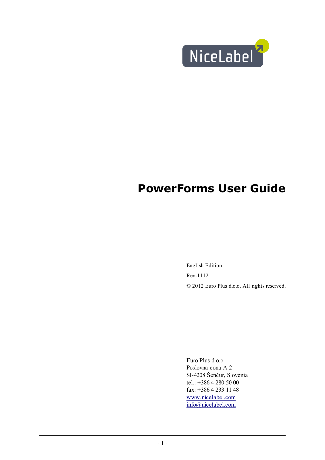 QuickLabel PowerForms User Manual