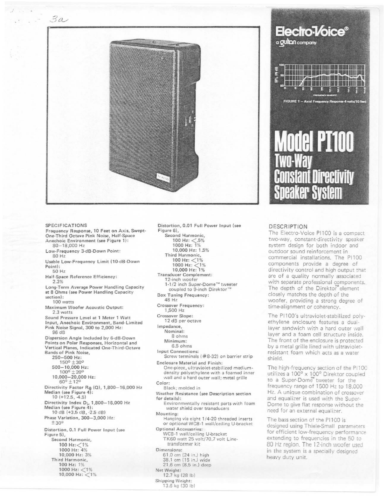 Electro-Voice PI100 User Manual