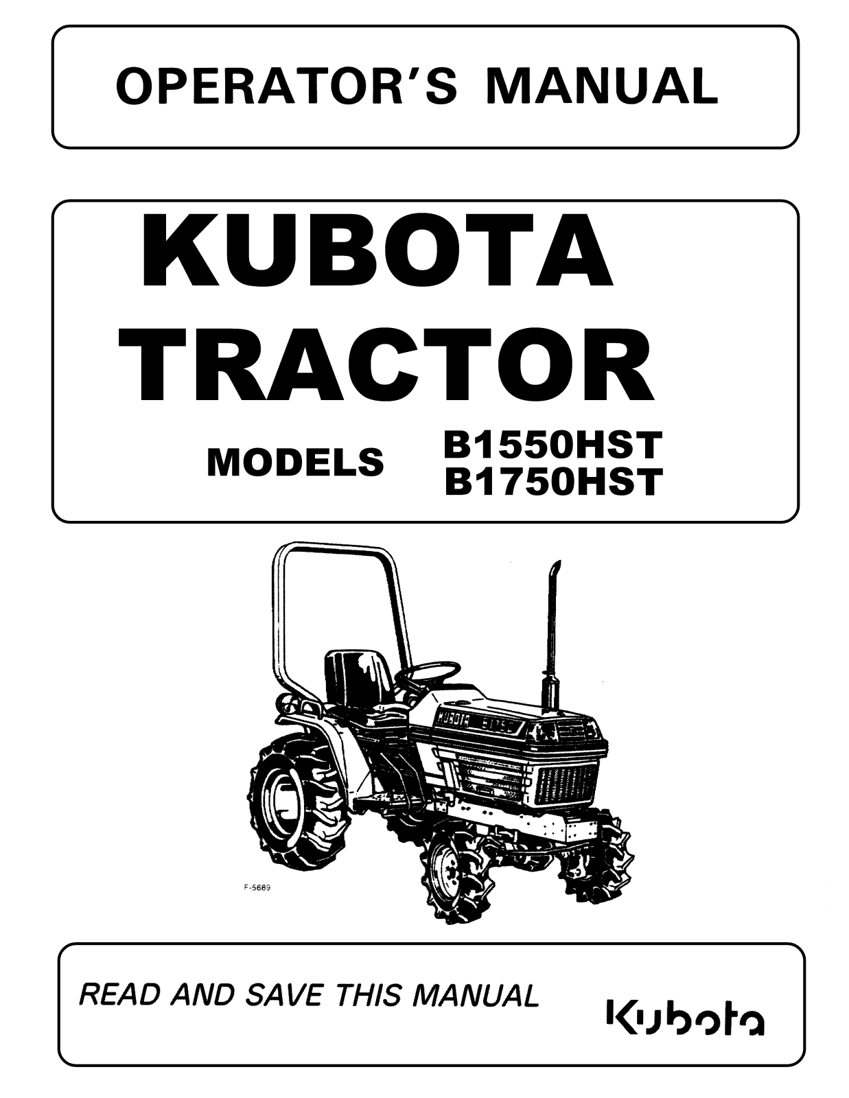 Kubota B1550HST, B1750HST Operators Manual