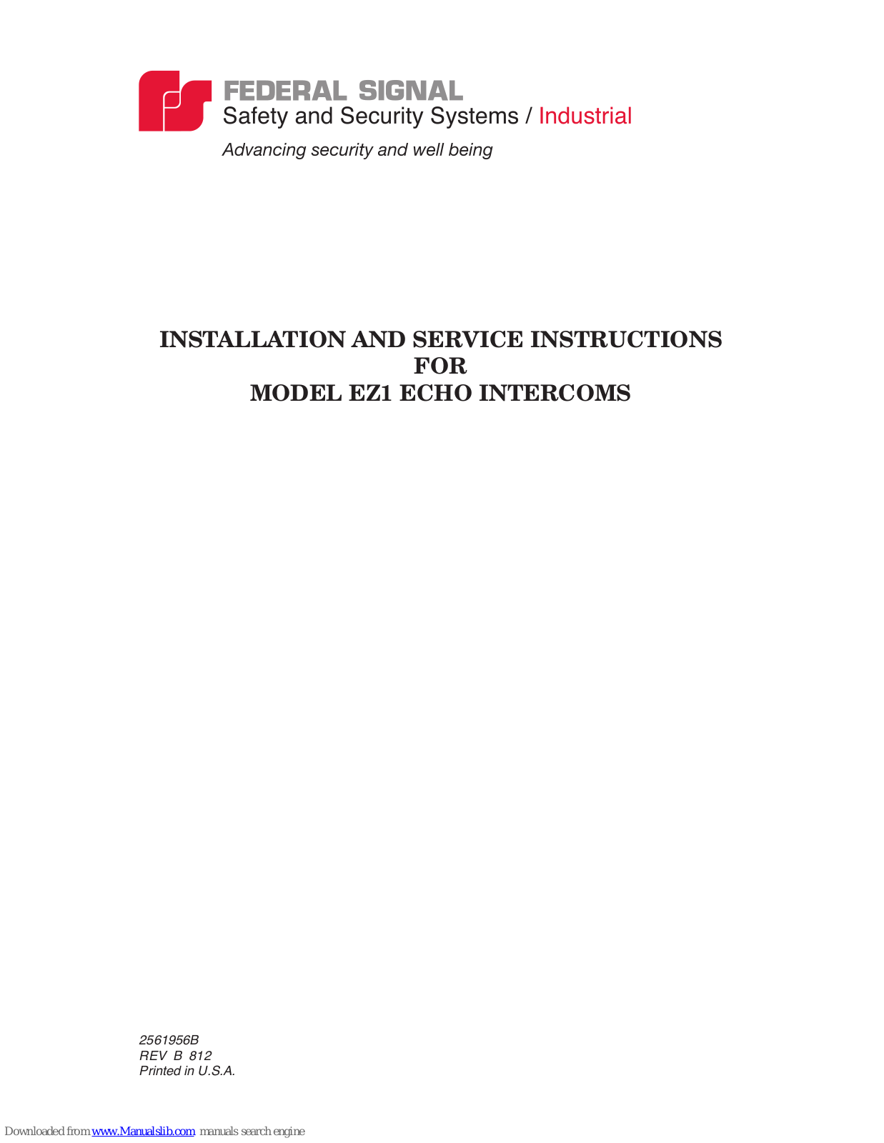 Federal Signal Corporation ez1 echo Installation Instructions Manual