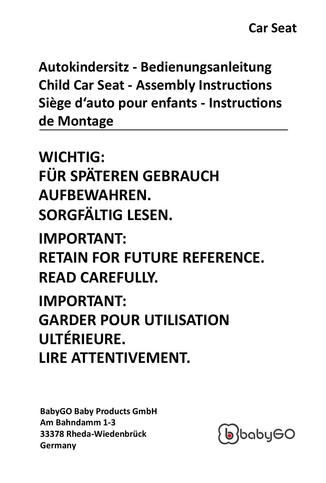 BabyGo Booster operation manual