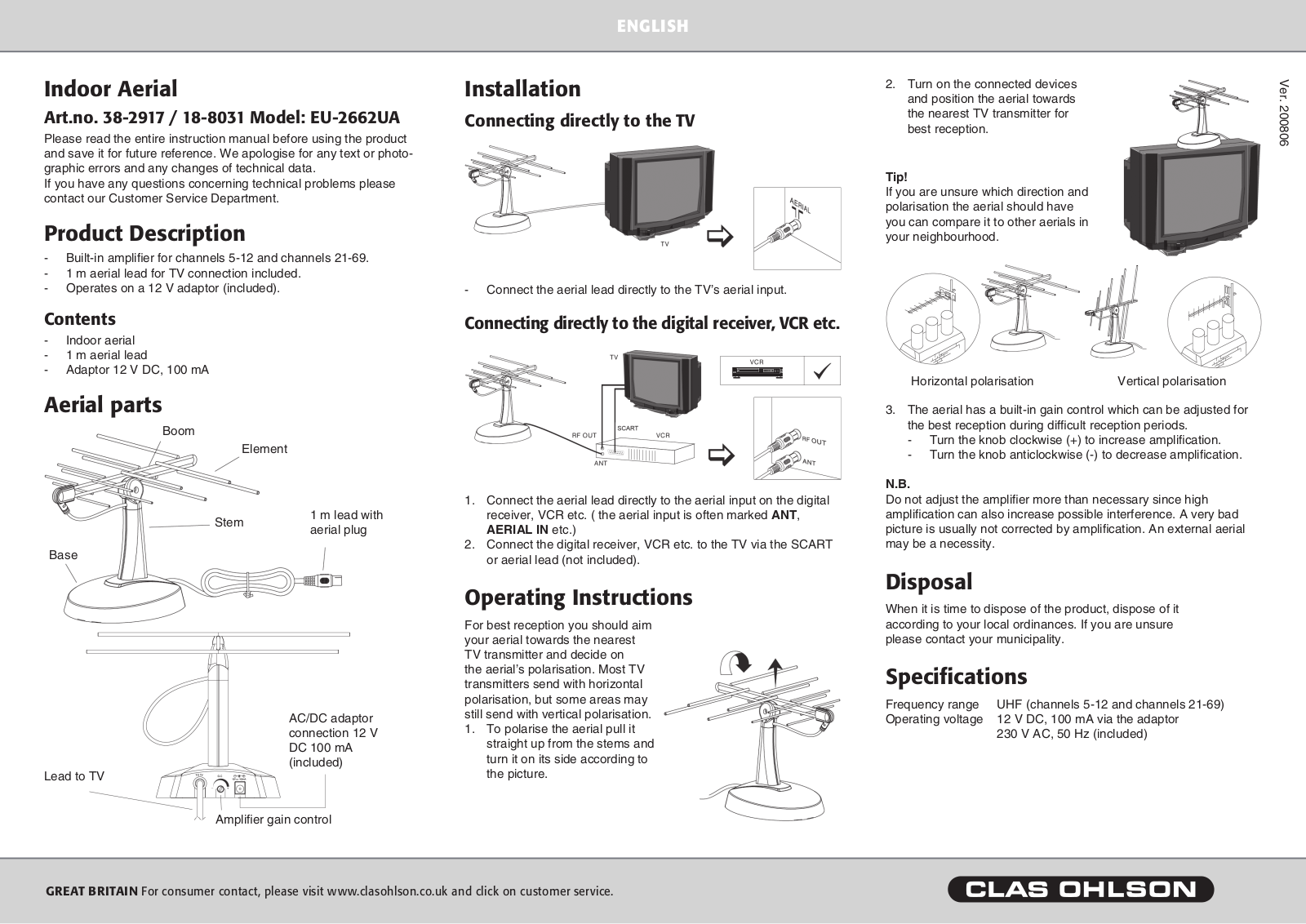 Clas Ohlson EU-2662UA User Manual